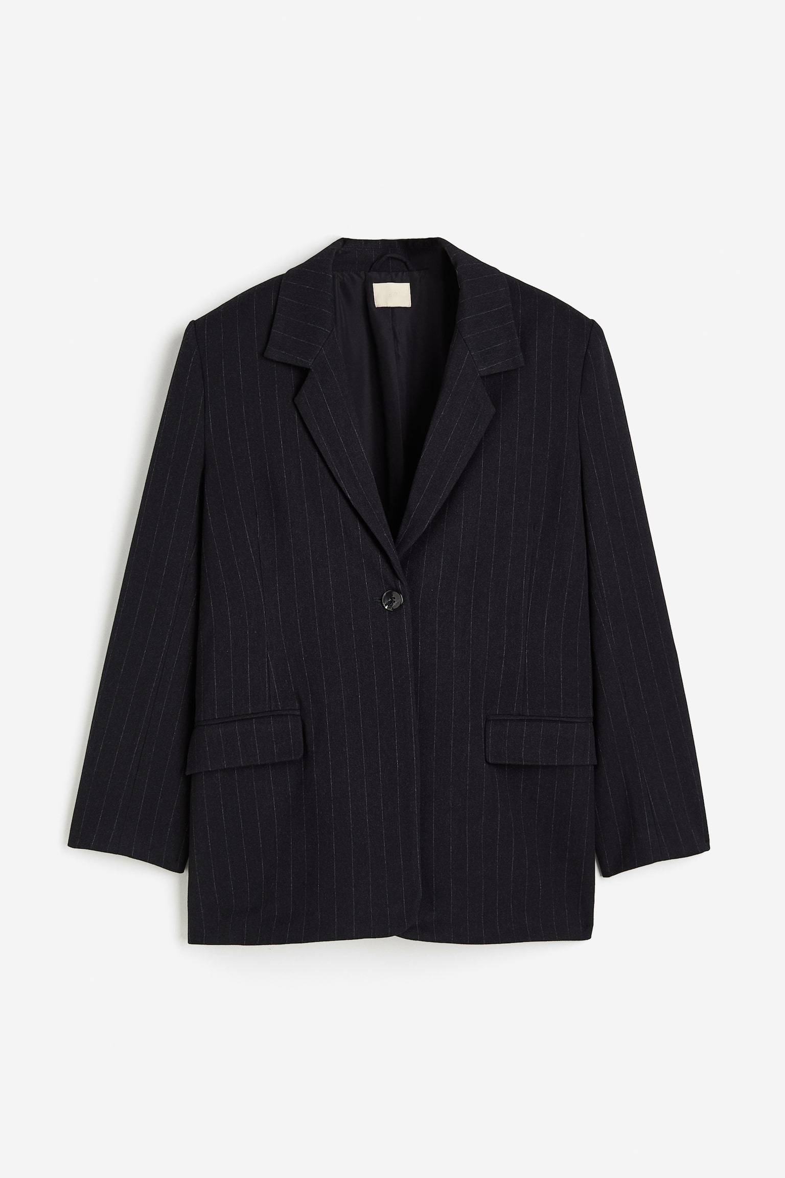 Oversized Pinstriped Blazer - Navy blue/Pinstripe - 1