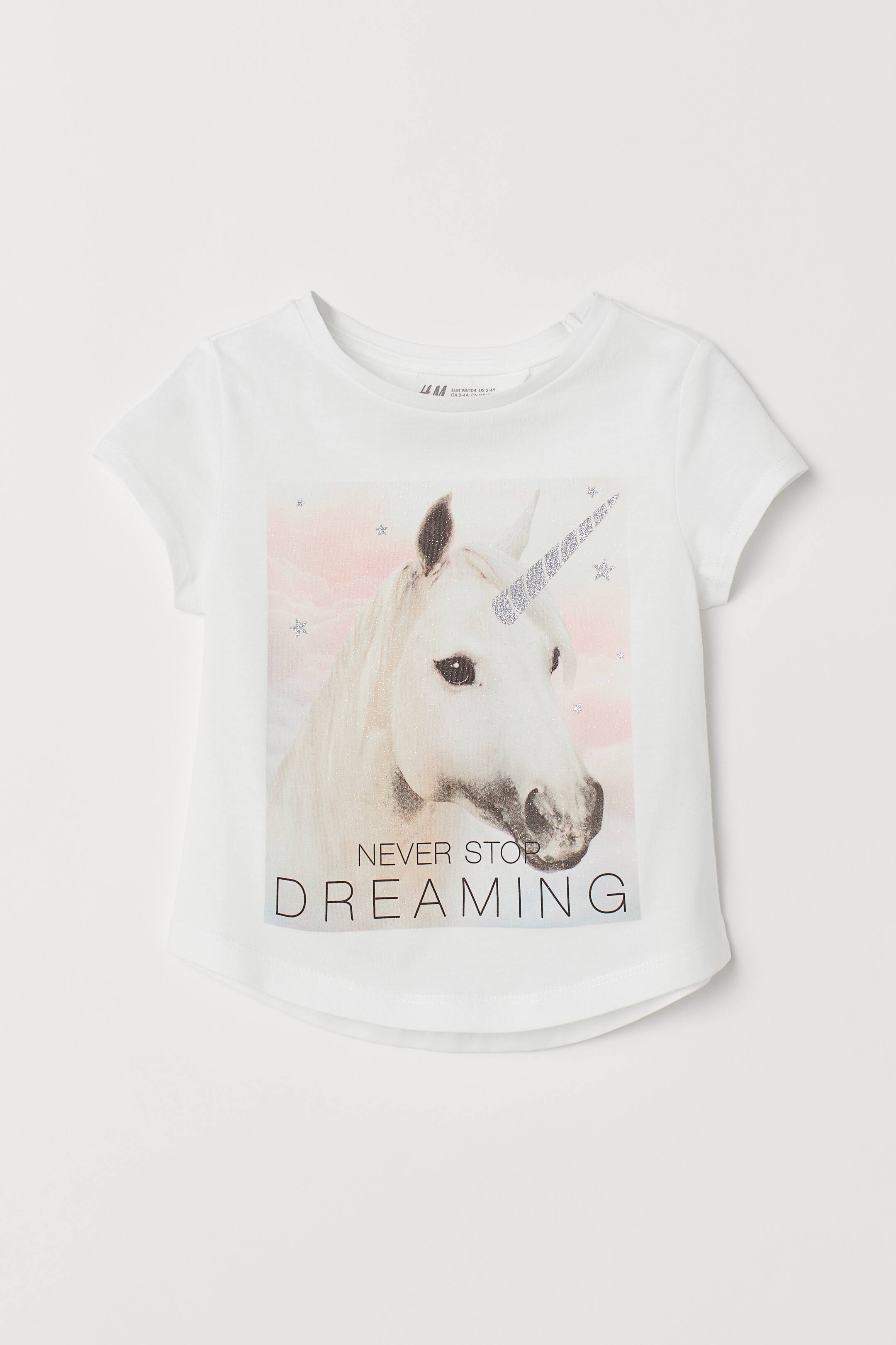View larger image: Printed T-shirt - White/Unicorn - Kids | H&M 1