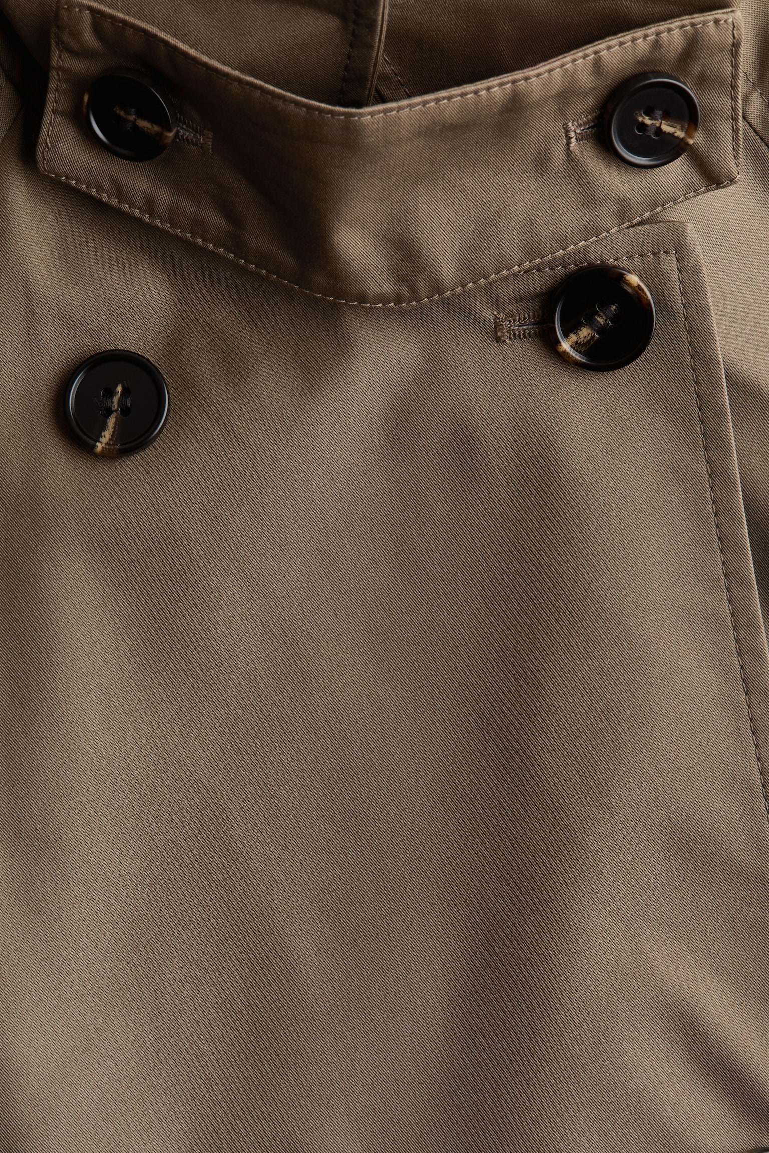 Женское пальто H&M Double-Breasted Twill Trench, цвет: Серо-коричневый — фото 8