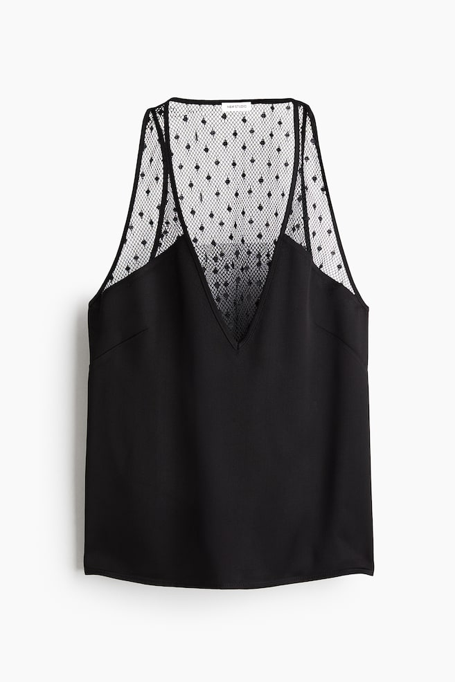 Mesh vest top - Black - 1