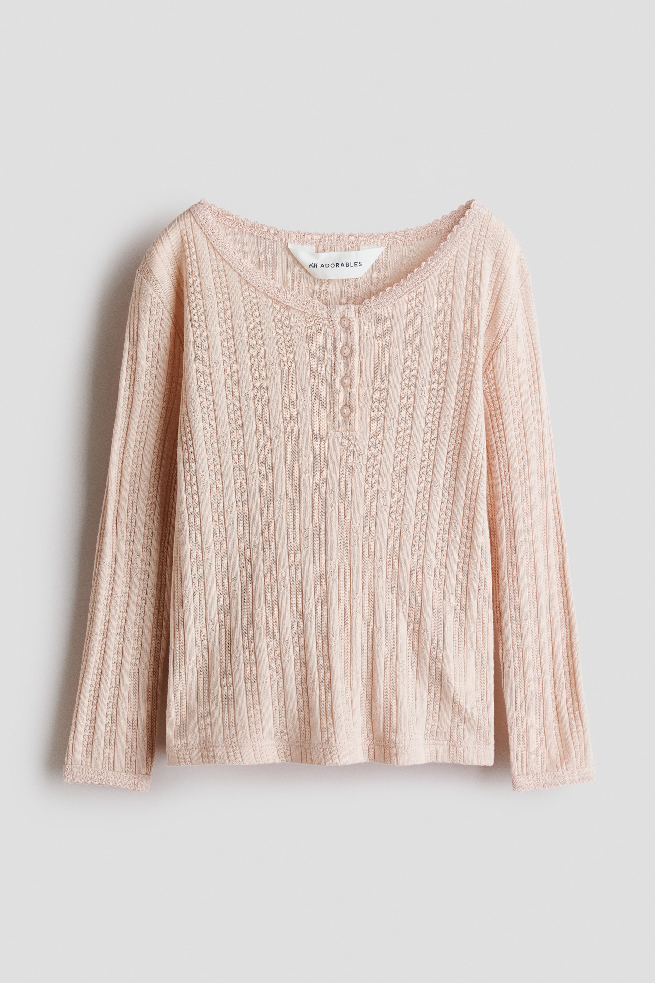 Ampliar la imagen: Top en tejido pointelle - Beige claro - Kids | H&M MX 1