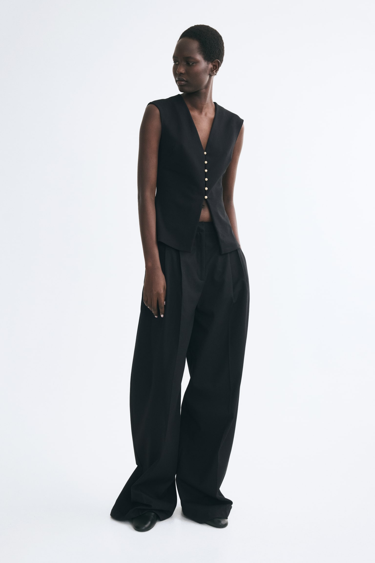 Женский топ H&M Ponte di Roma waistcoat, цвет: Чёрный — фото 2