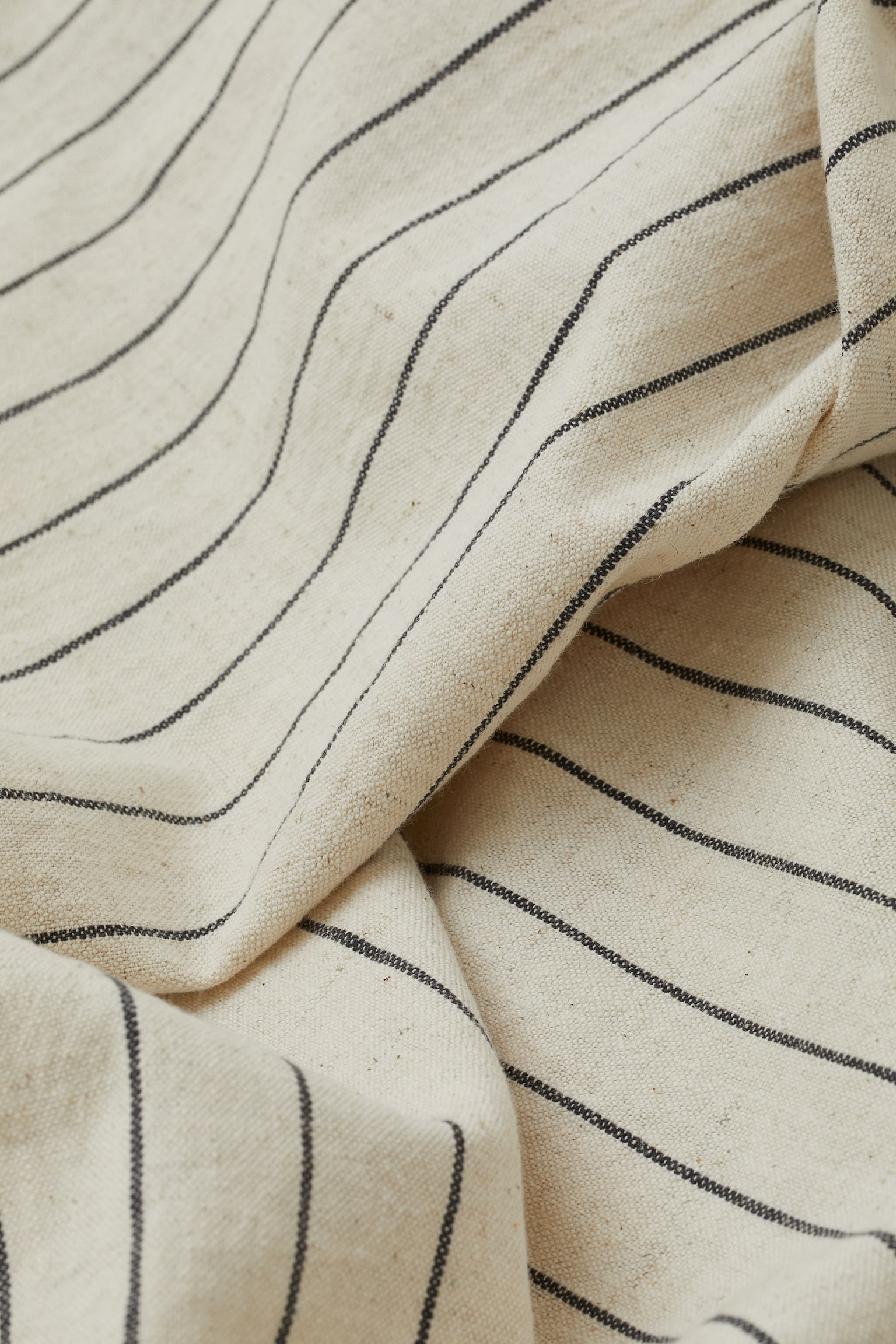 Striped linen-blend tablecloth - Light beige/Striped - 3