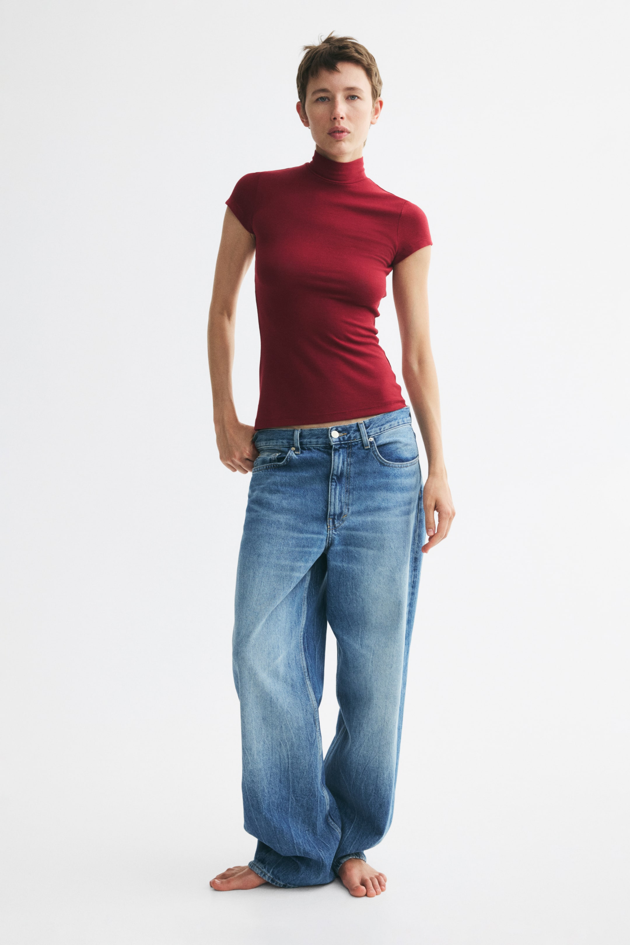 Mock Turtleneck Viscose Top