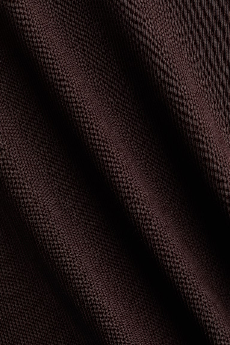 Women's Dark brown Ribbed scoop-neck T-shirt | H&M IN