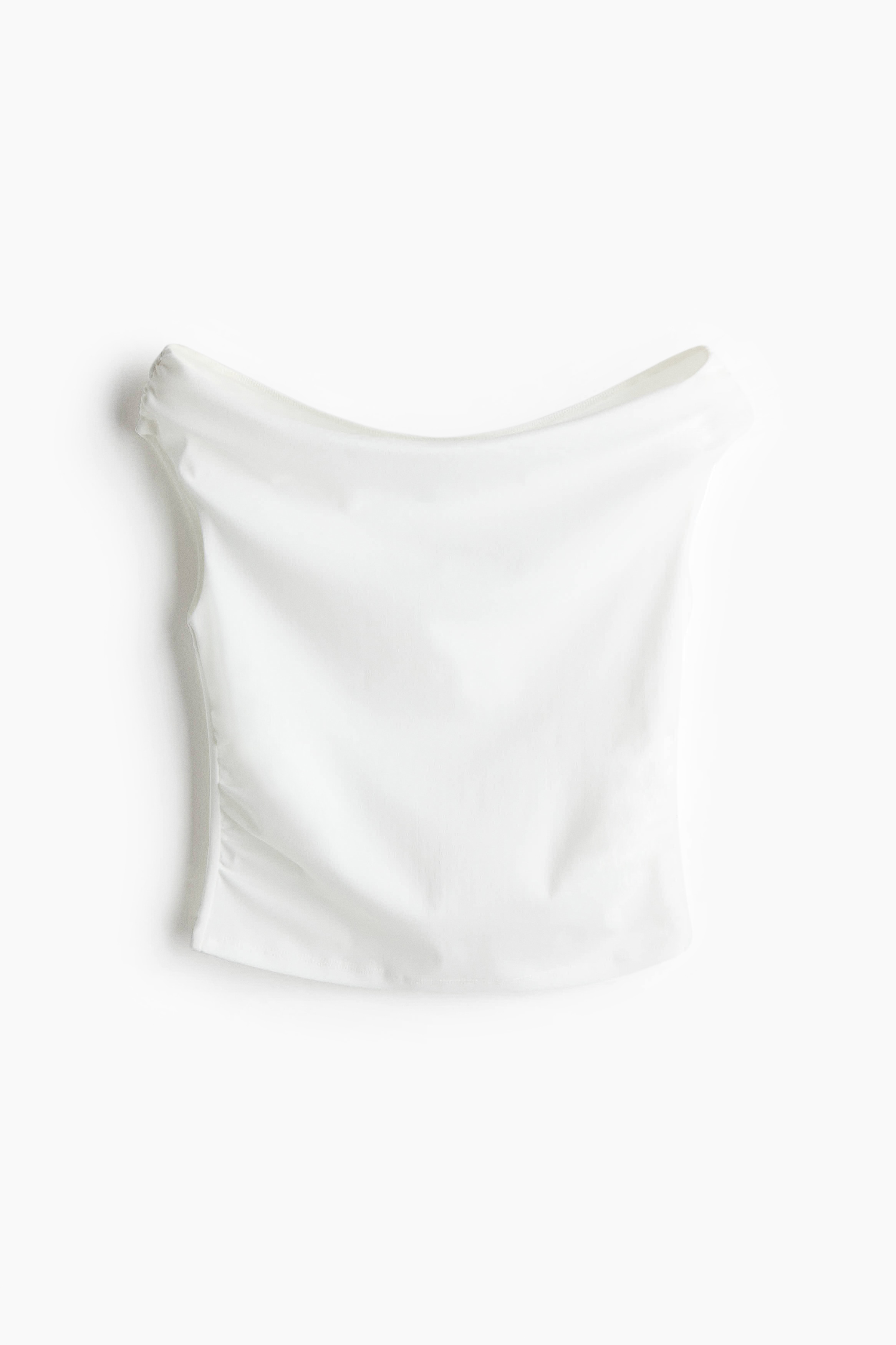 Nariasené tričko s odhalenými plecami - Biela/Čierna/Zelená