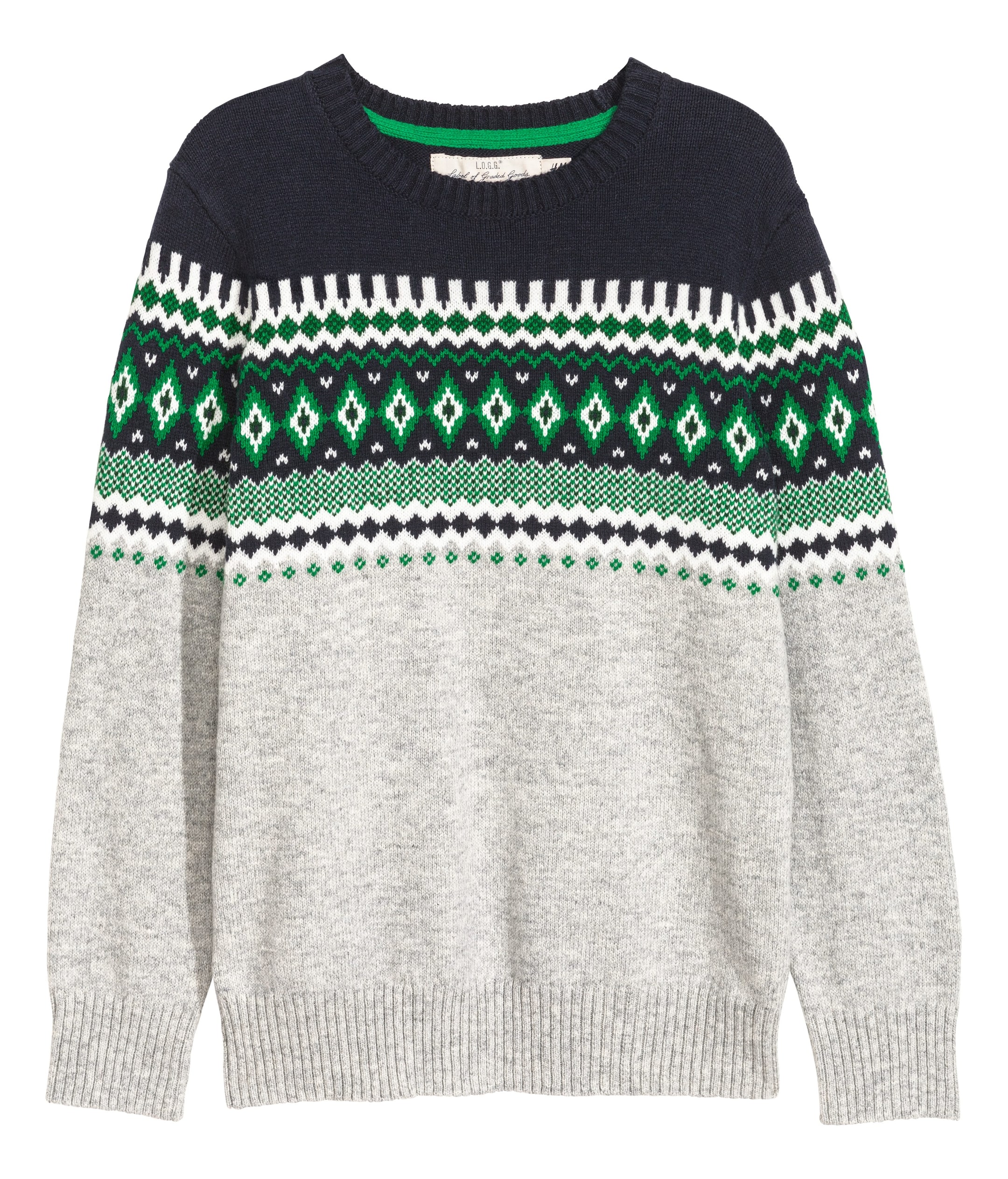 View larger image: Jacquard-knit jumper - Grey marl - Kids | H&M GB 1