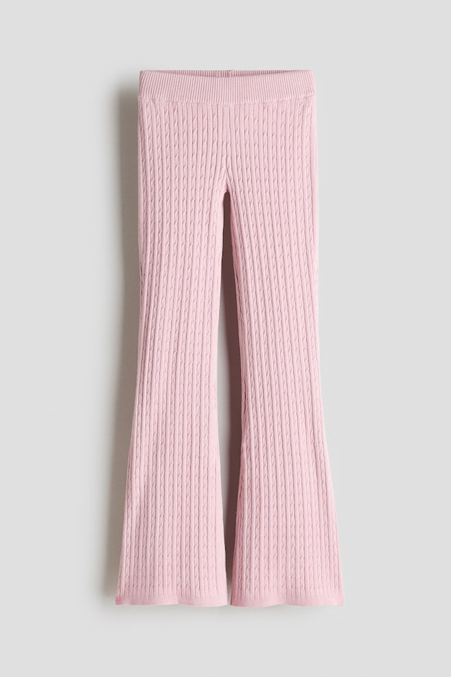 Flared cable-knit leggings - Light dusty pink/Grey marl - 1