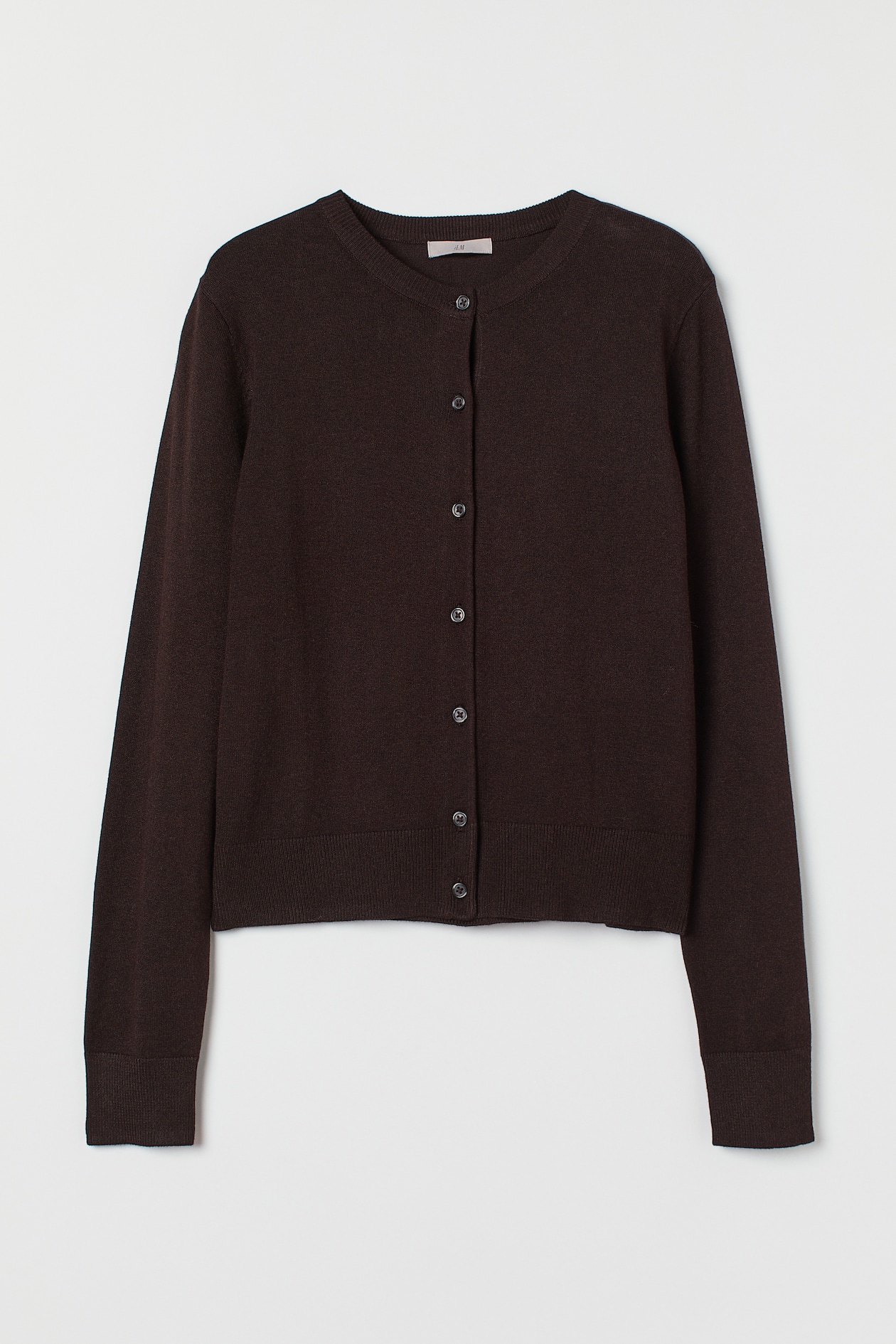 Fine-knit cardigan Dark brown Ladies H&M