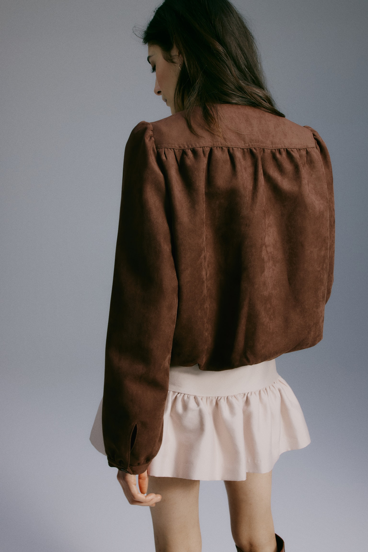 Куртка оверсайз із саржі - Коричневий/Бежевий - 3