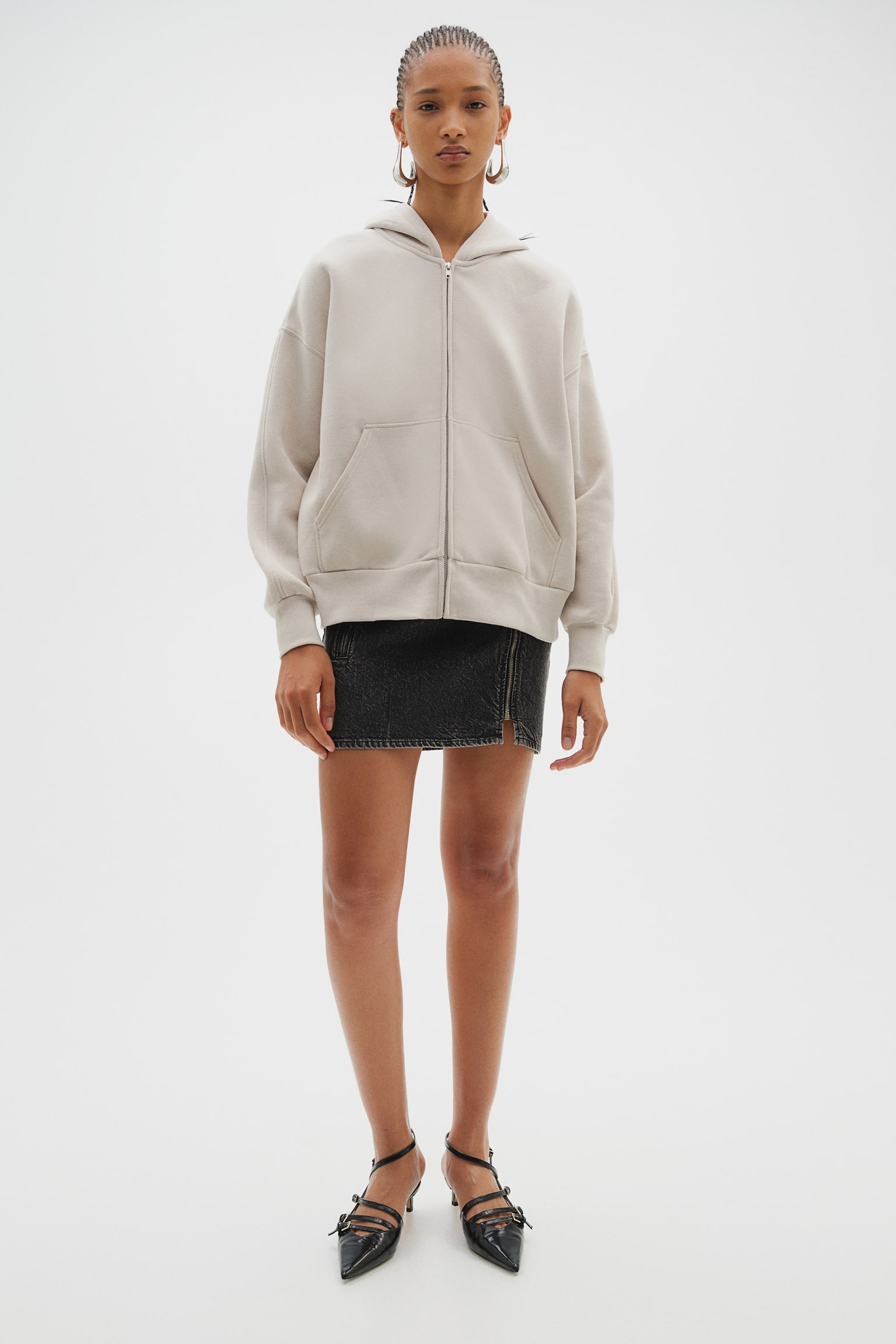 Oversized Zip Up Hoodie - Light beige/Light blue/Washed/Grey/Dark brown/Bright blue/Cream/Black - 6