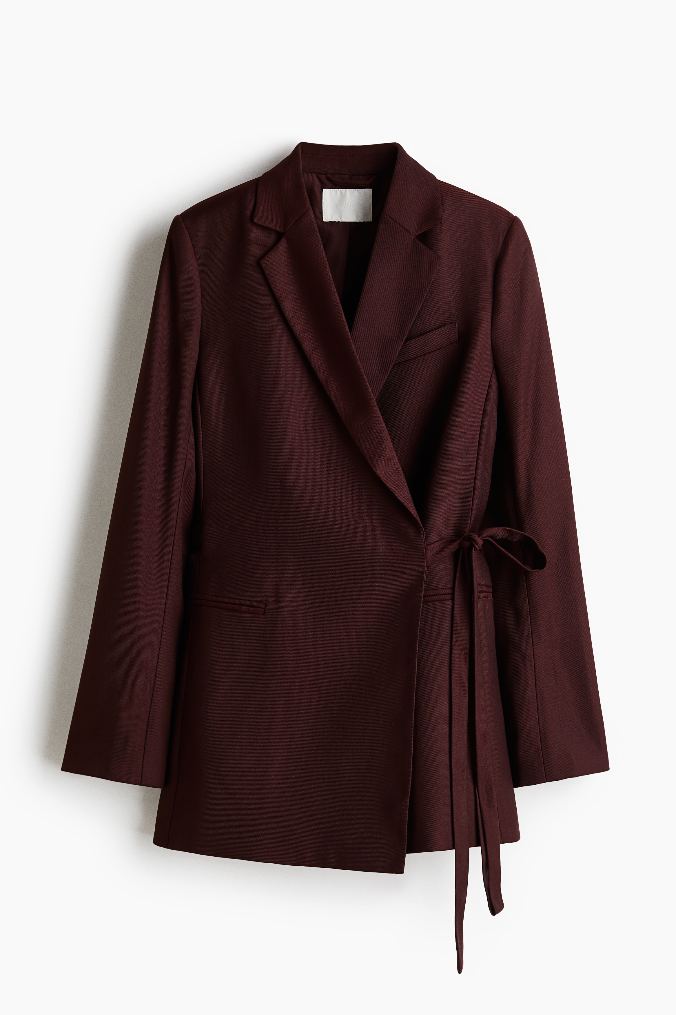 Tie-Detail Wrapover Jacket - Burgundy