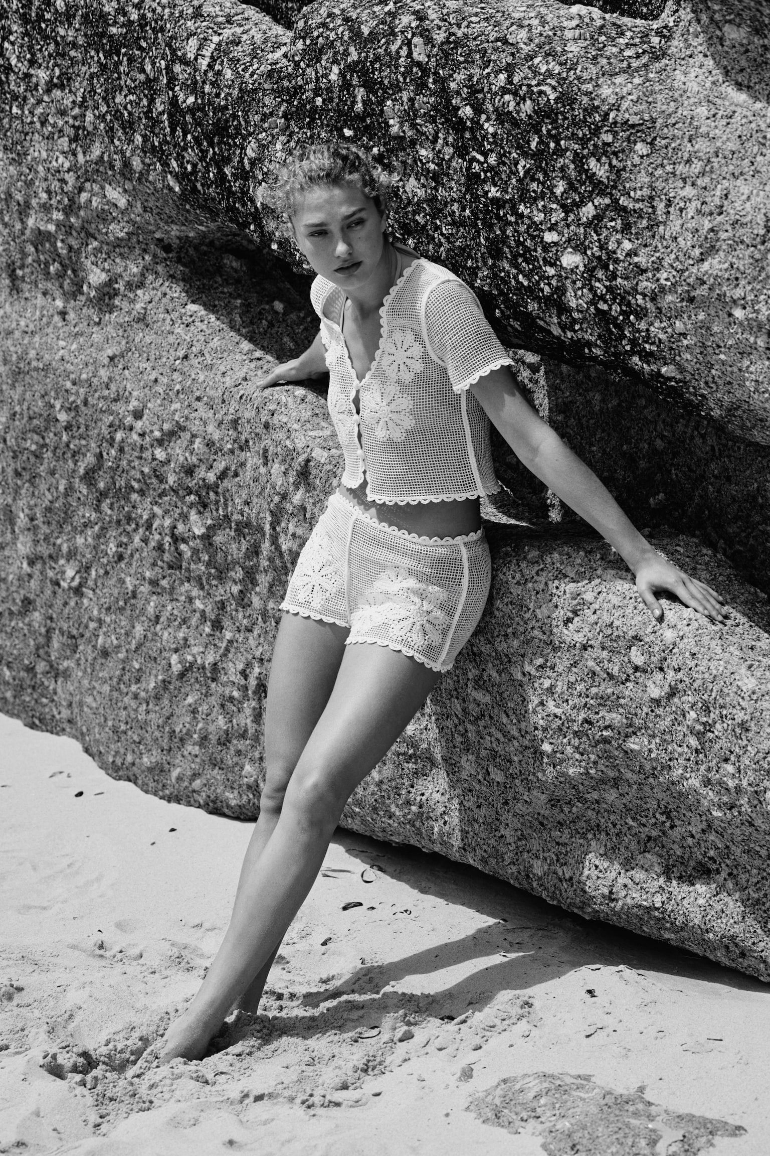 Crochet-look beach top - White - 3