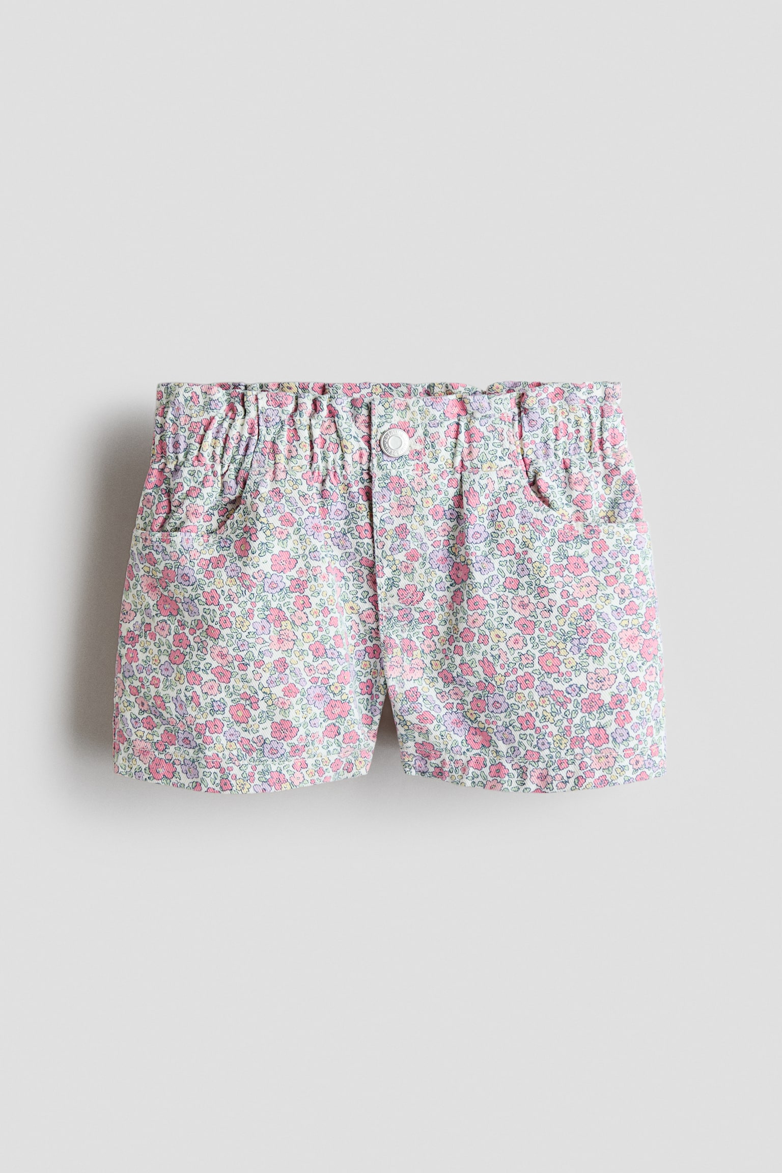 Loose Fit Denim Shorts - White/floral/Pale denim green/Light pink/Light pink/Light denim blue