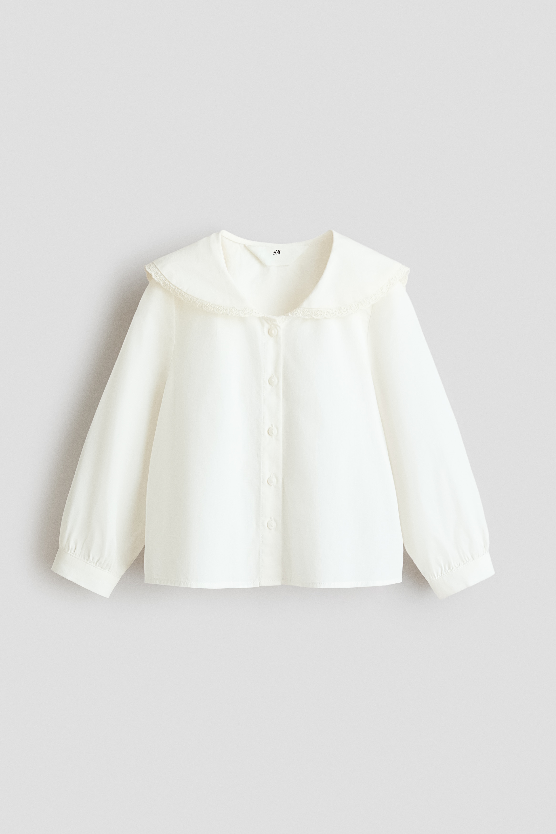 Sailor-collared cotton blouse - White/Light blue