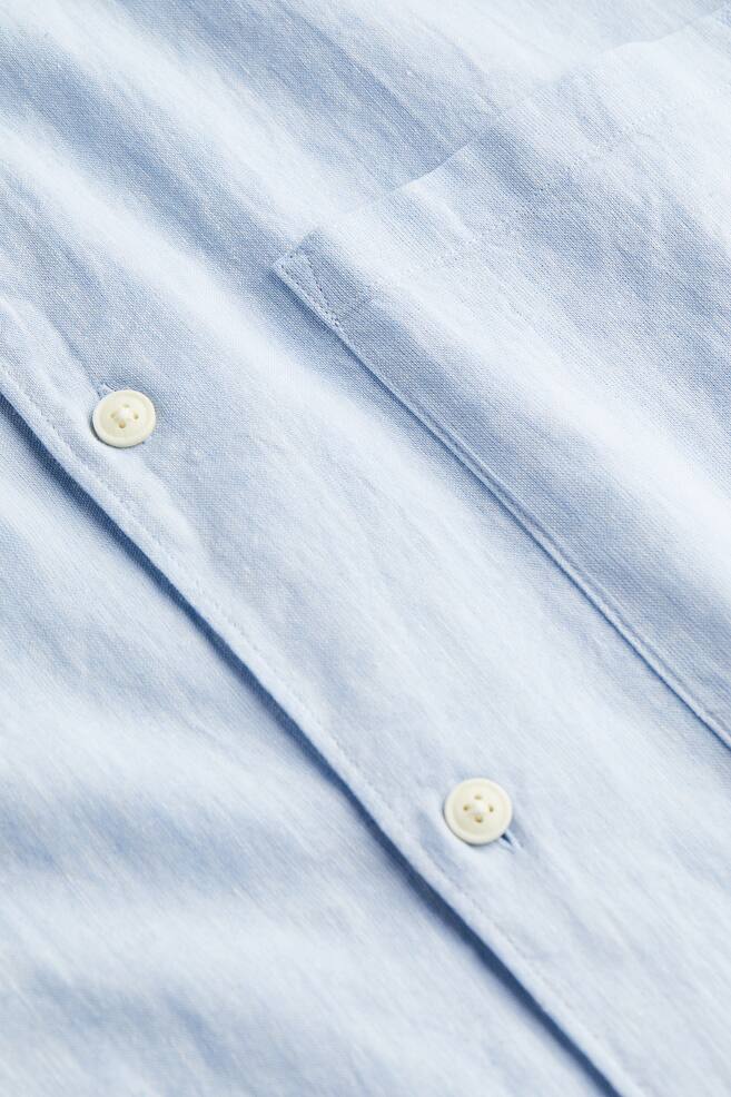 Relaxed Fit Kortermet skjorte i linmiks - Lys blå/Hvit/Aprikos - 4