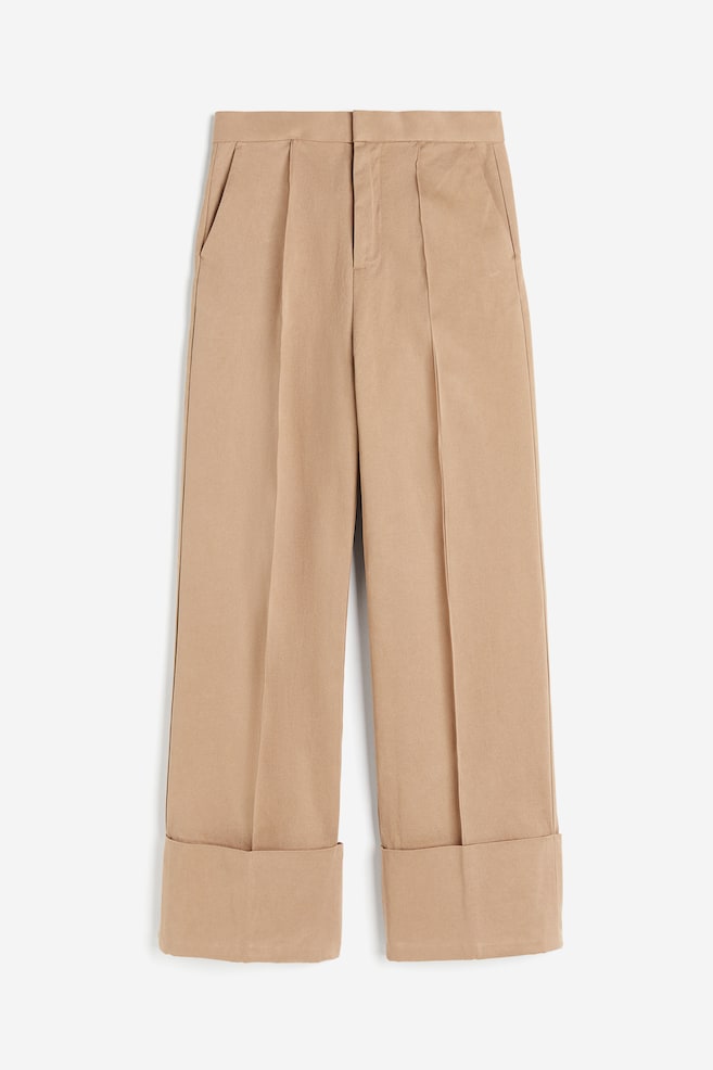 Twillhose mit Bügelfalten - Beige - 1