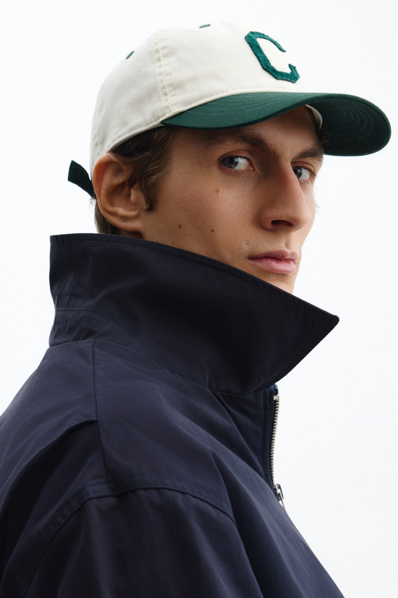 Collared cotton jacket - Navy blue/Black/Beige - 6