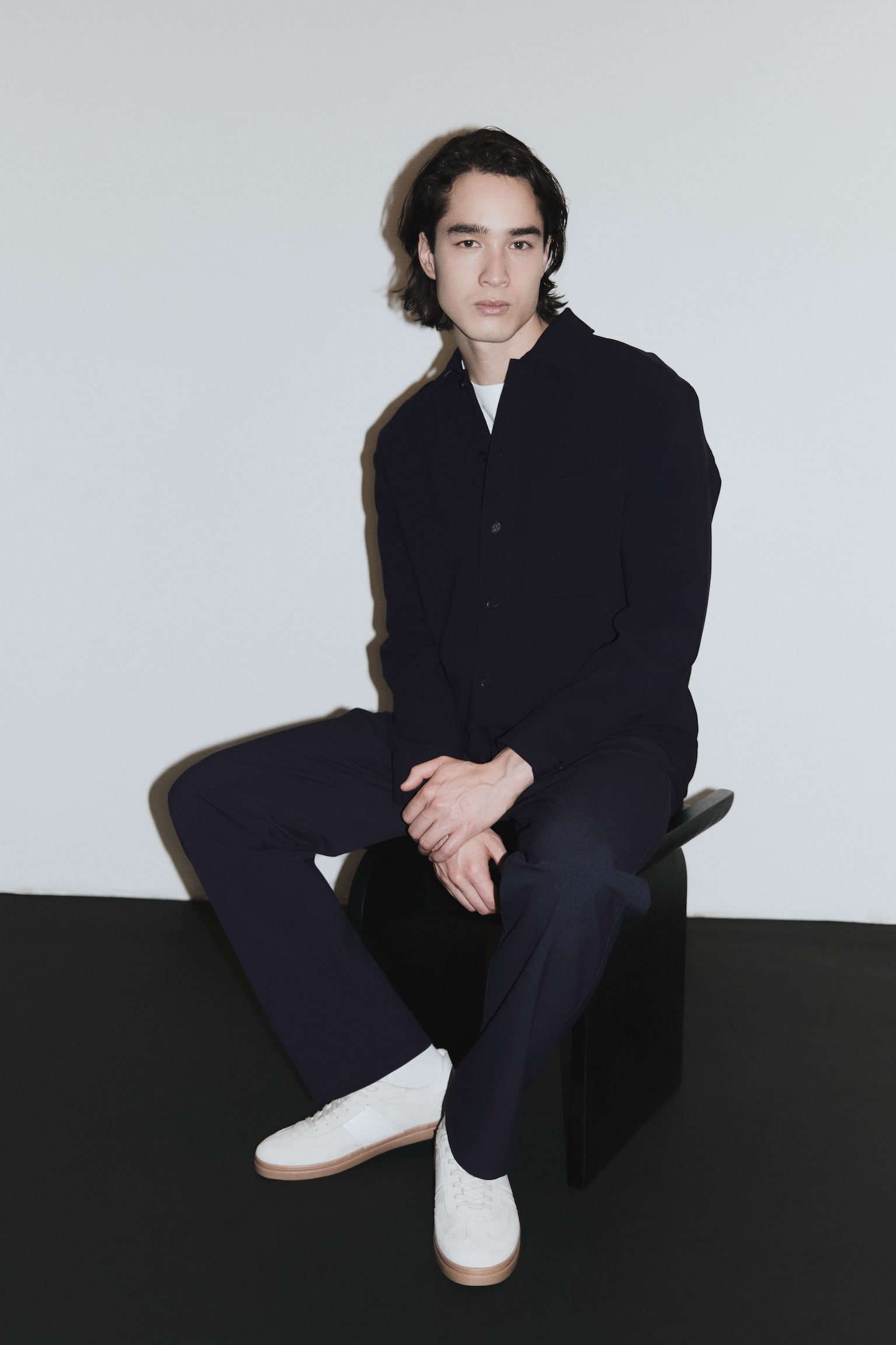 Four-way Stretch Overshirt - Navy blue/Dark brown/Black/Dark brown - 1