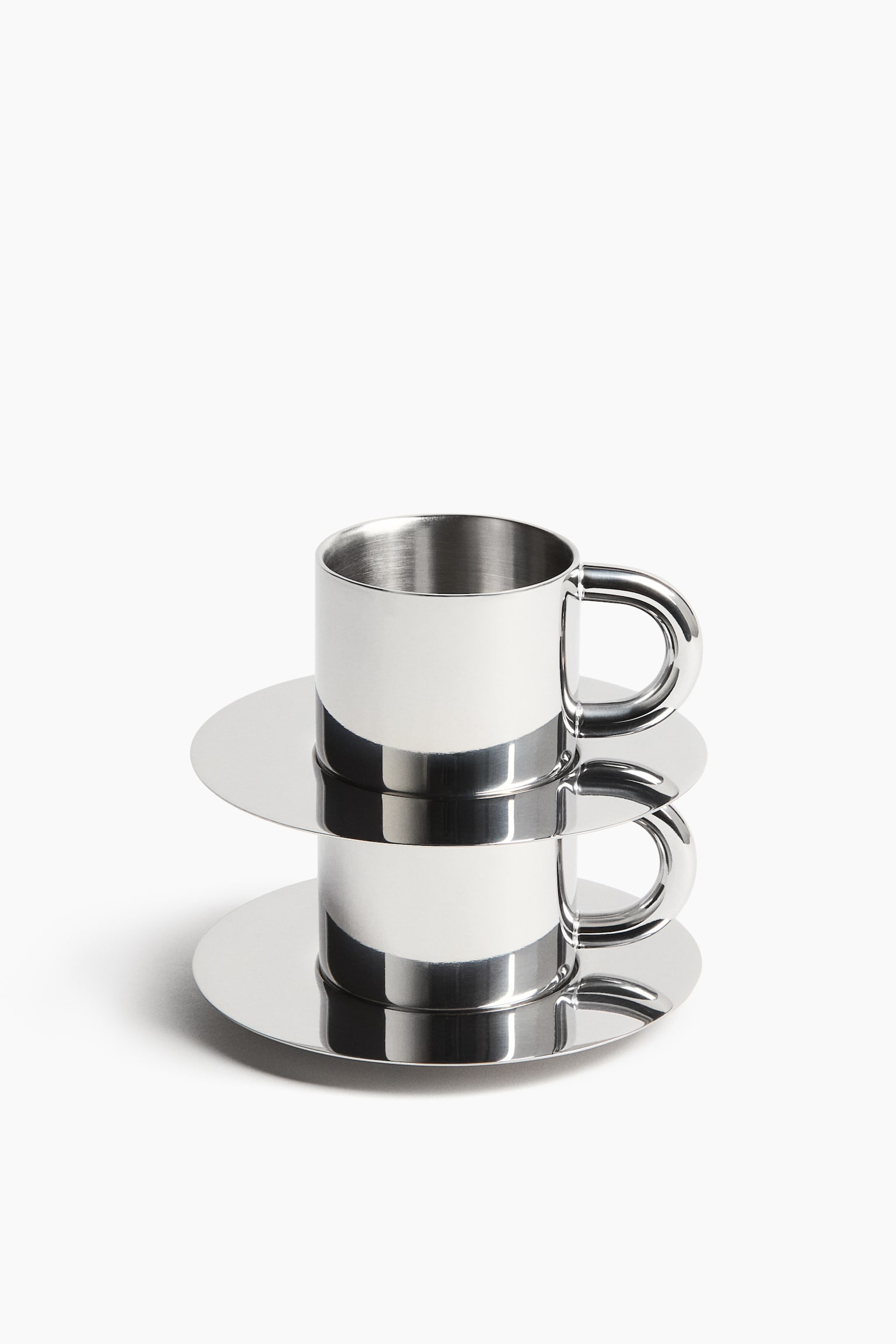 Taza para espresso con plato en acero inoxidable - Plateado - 5