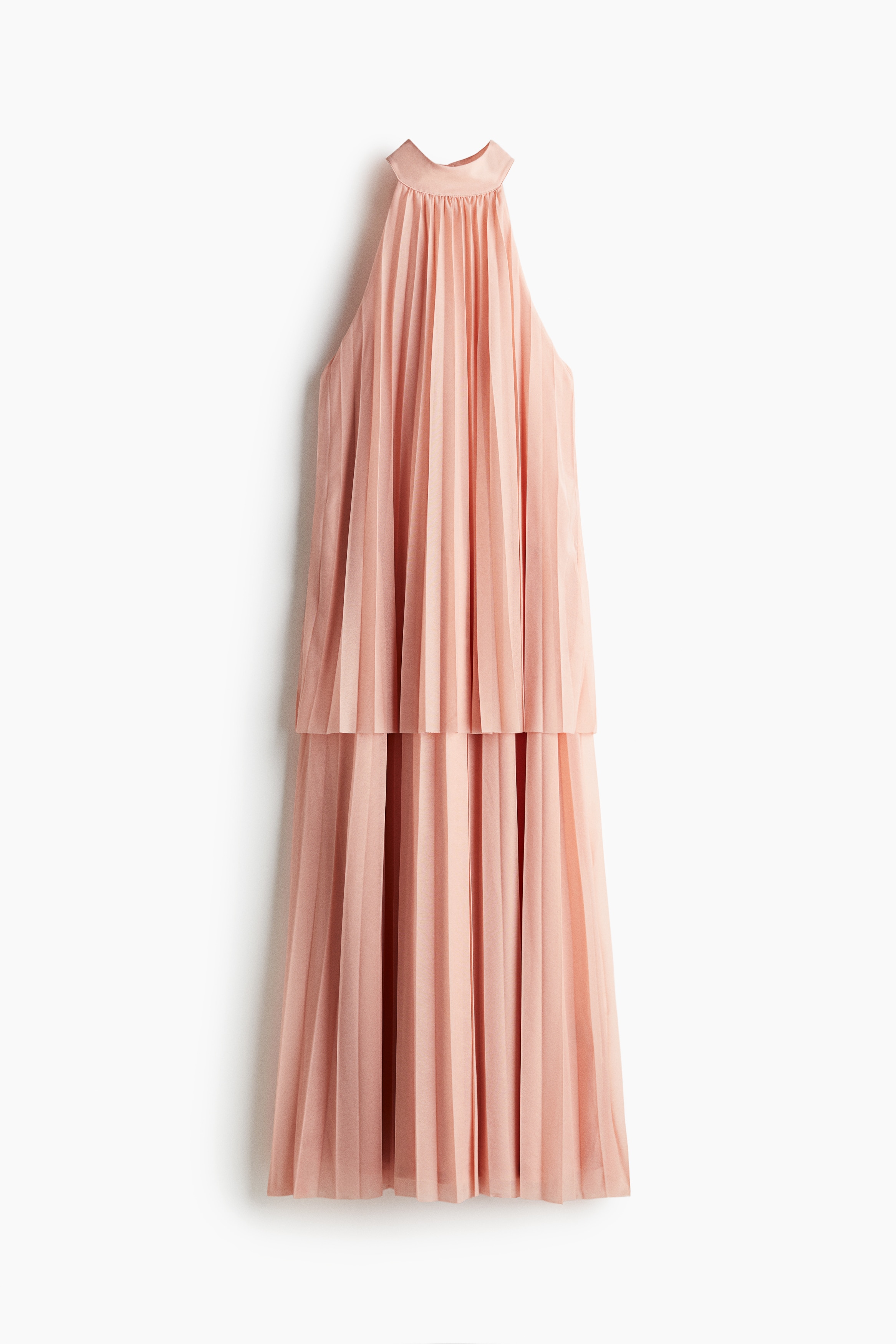 Pleated dress - Apricot/Dark brown