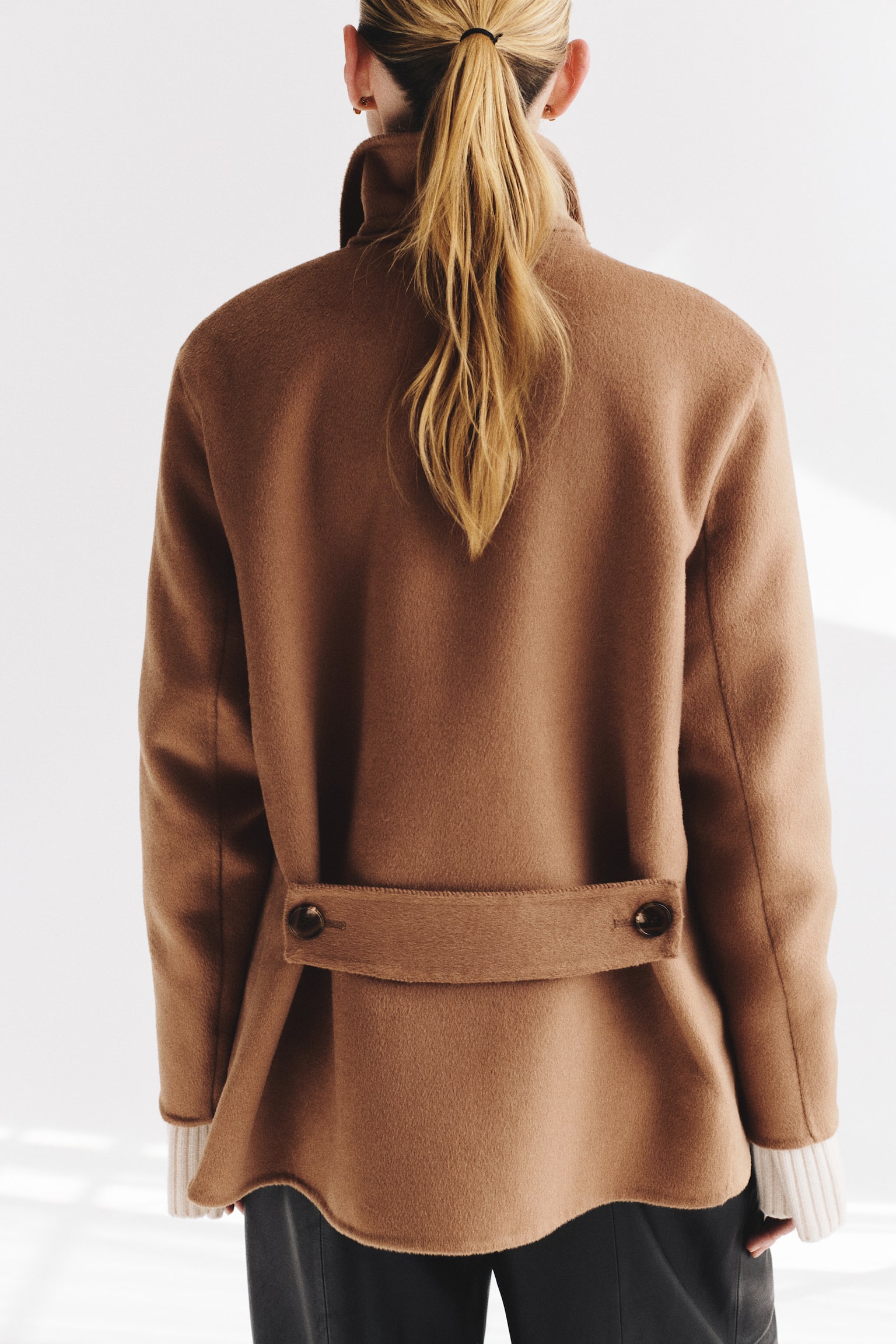 Женское пальто H&M Handmade Wool-Blend, цвет: Тёмный бежевый — фото 6