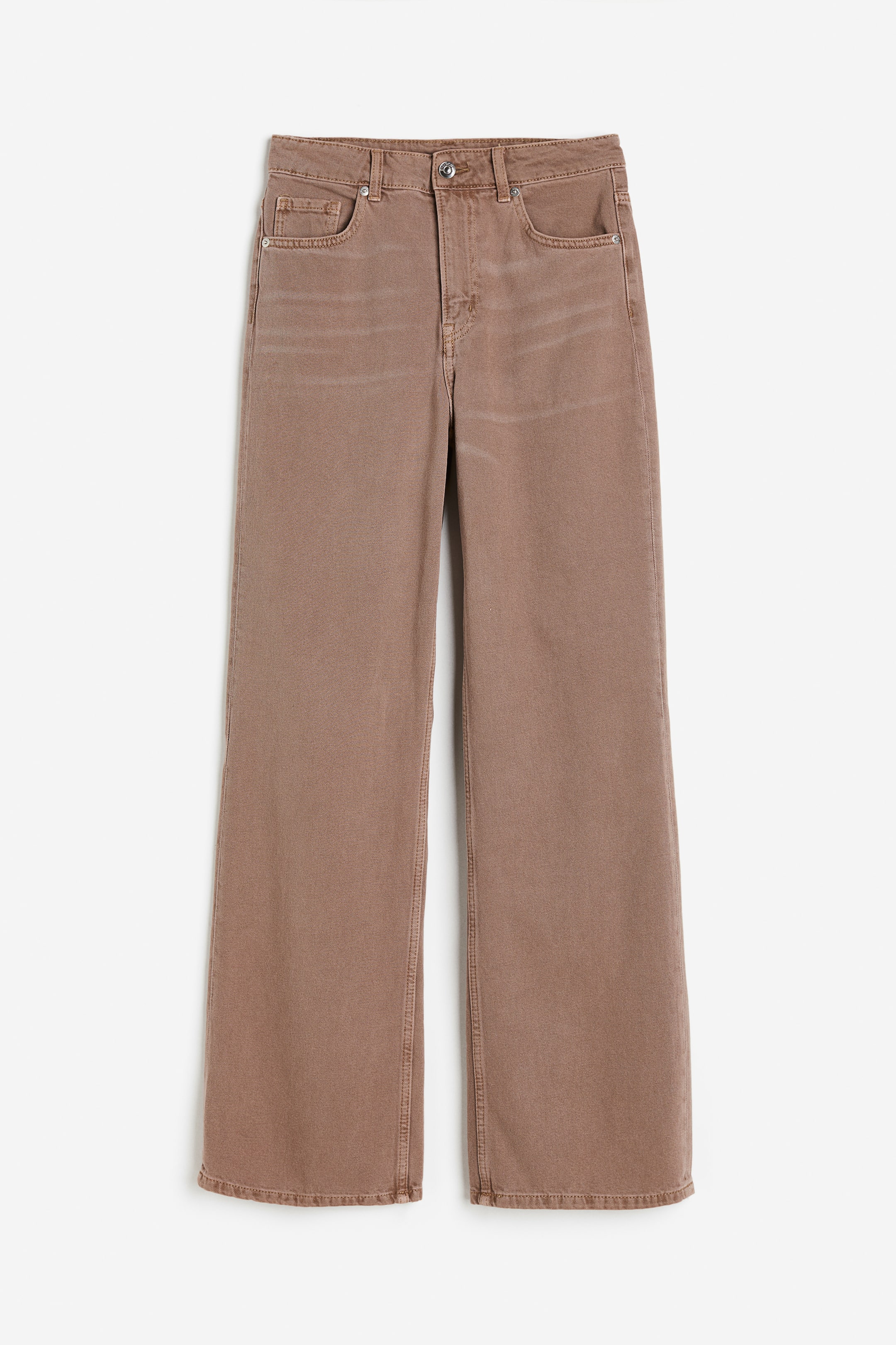 Wide High Jeans - High waist - Long - Brown - Ladies | H&M US