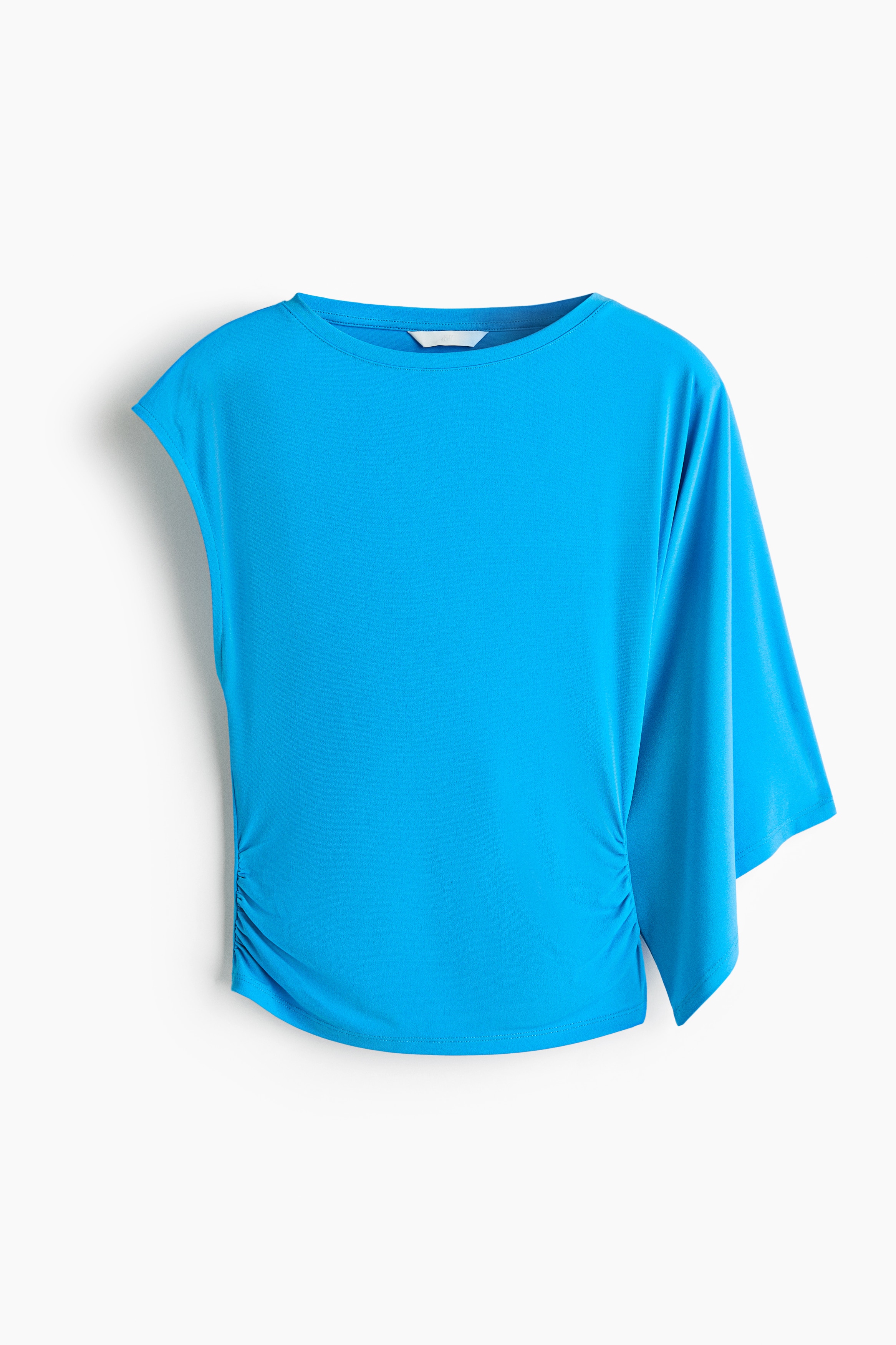 Asymmetrische tricot top - Felblauw/Zwart/wit gestreept