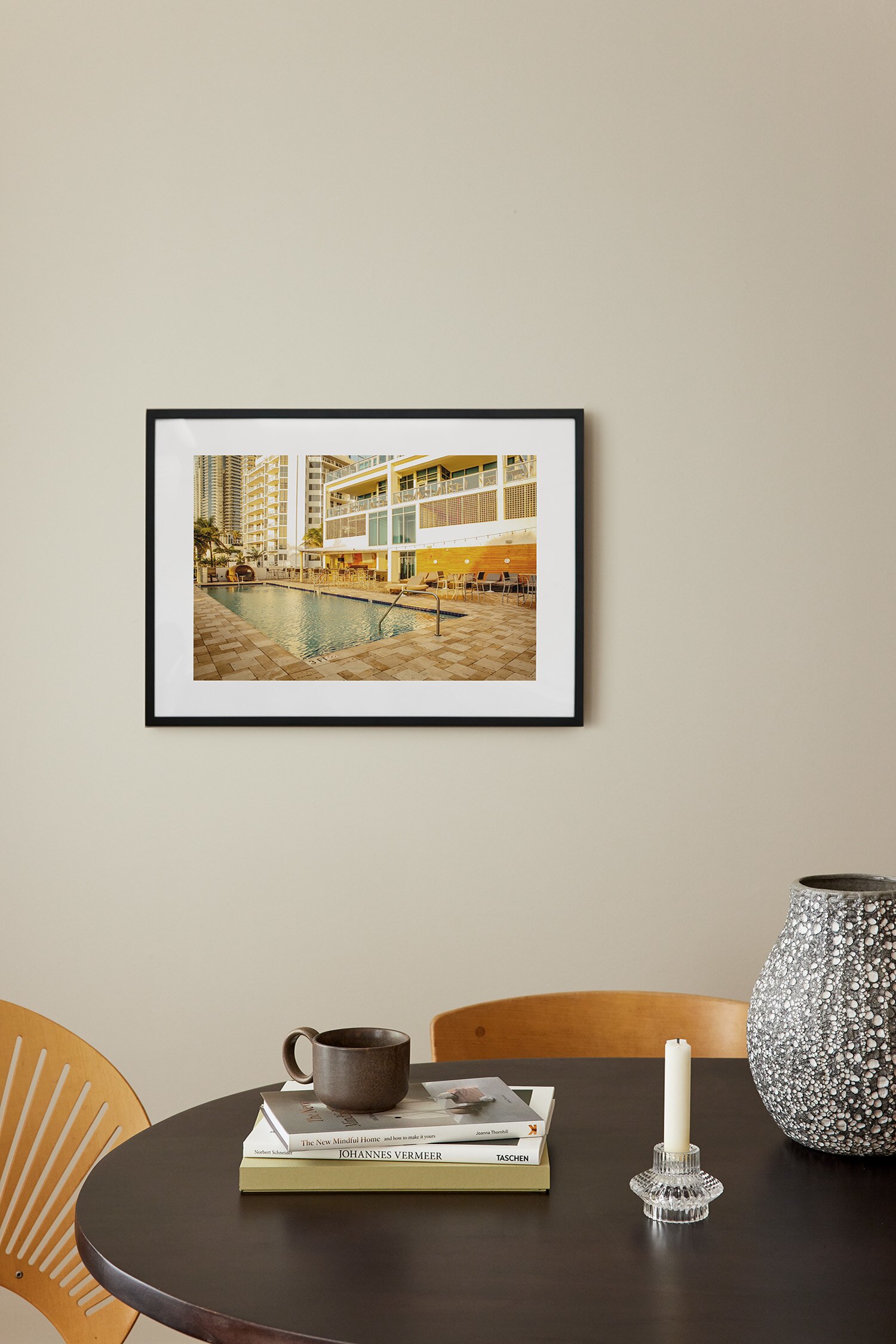 Vintage Swimming Pool Poster - Yellow/white