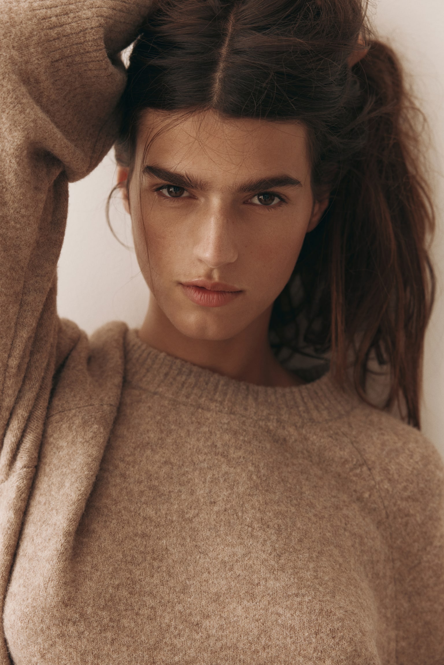 Knitted maxi dress - Dusty beige/Light beige marl/Grey marl/Dark brown - 5