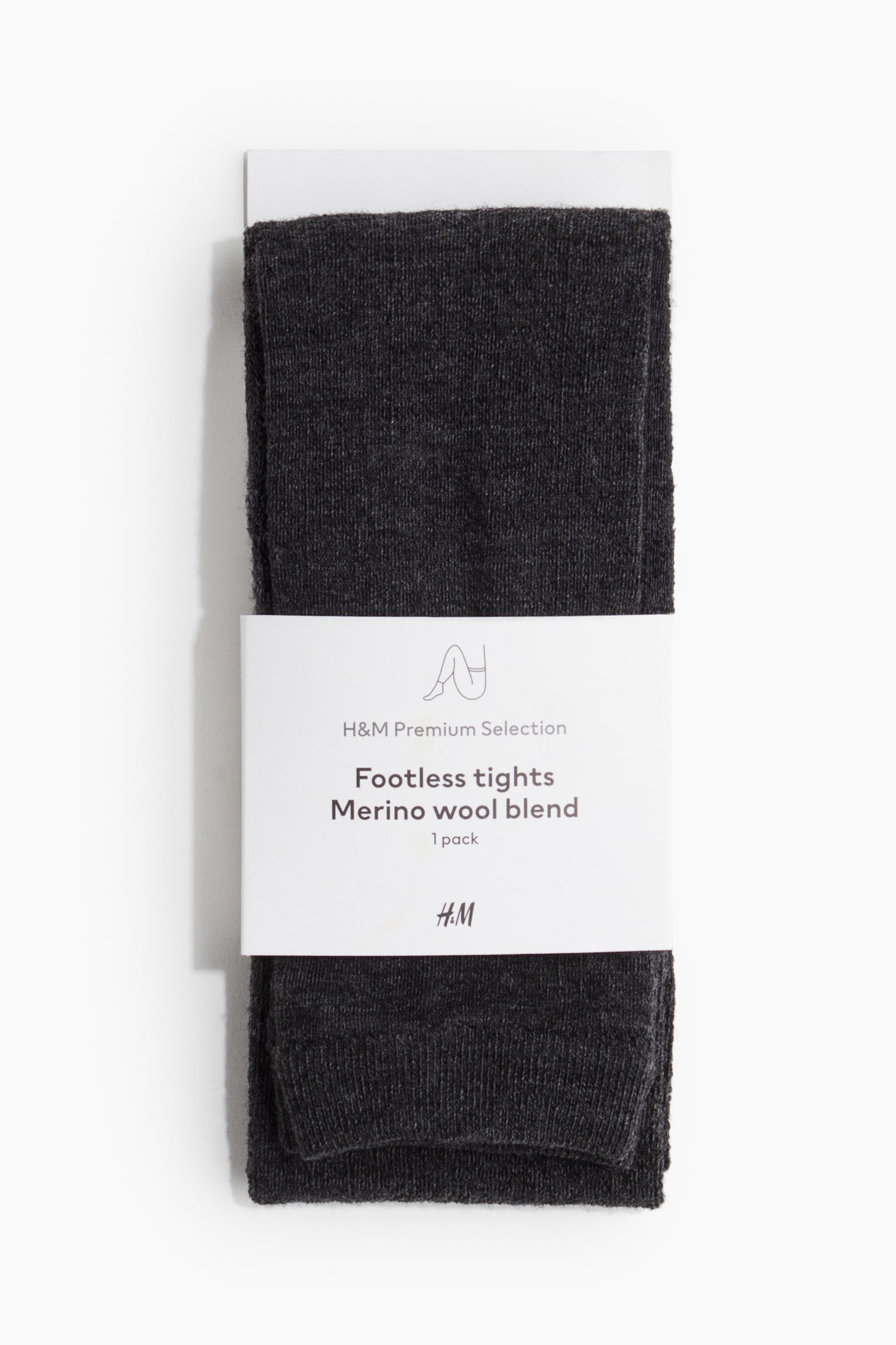 Footless merino wool-blend tights - Black/Dark brown - 1