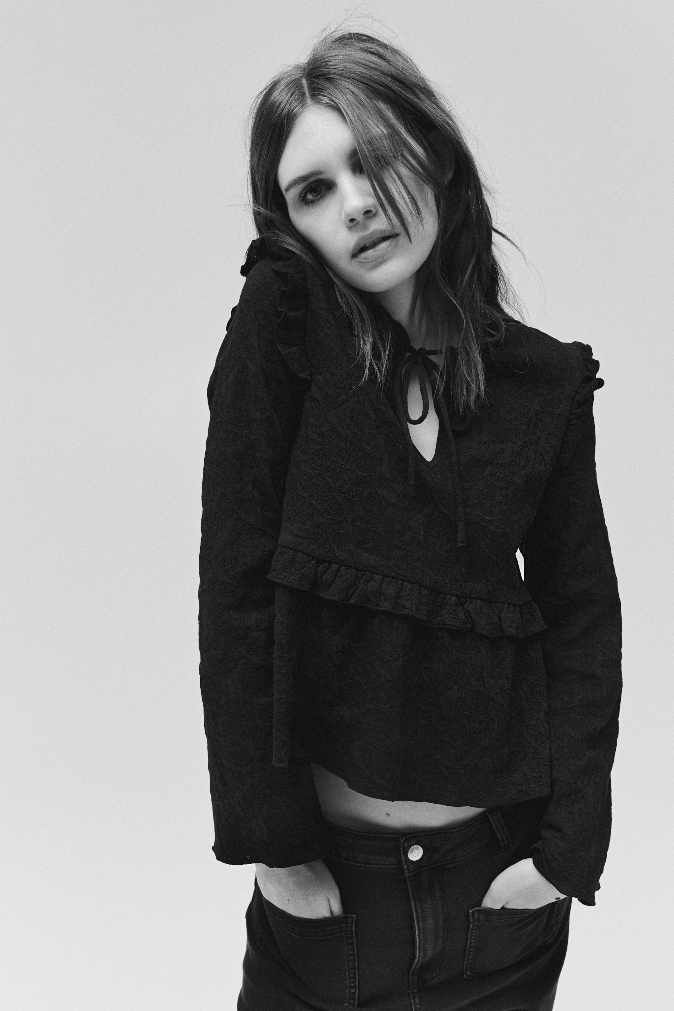 View larger image: Jacquard jersey blouse - Black - Ladies | H&M IN 1