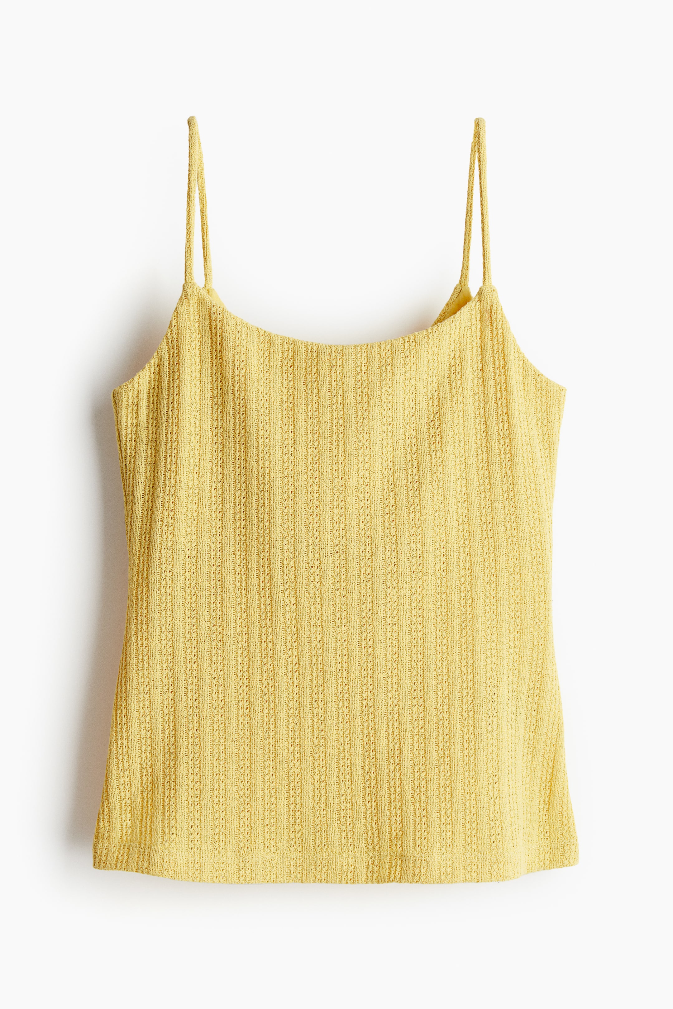 Pointelle-knit Camisole Top - Sleeveless - Regular length - Yellow ...