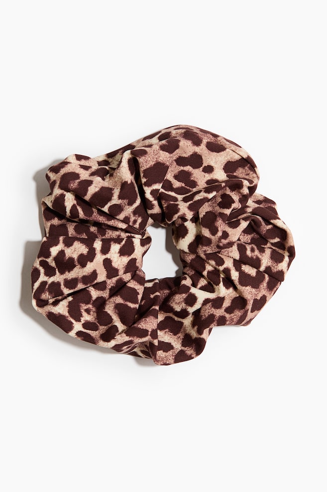 Scrunchie grande - Café/Diseño de leopardo - 1