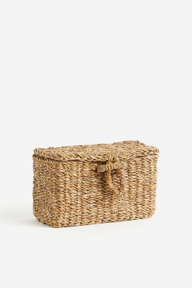 Lidded seagrass storage basket - Beige - 1