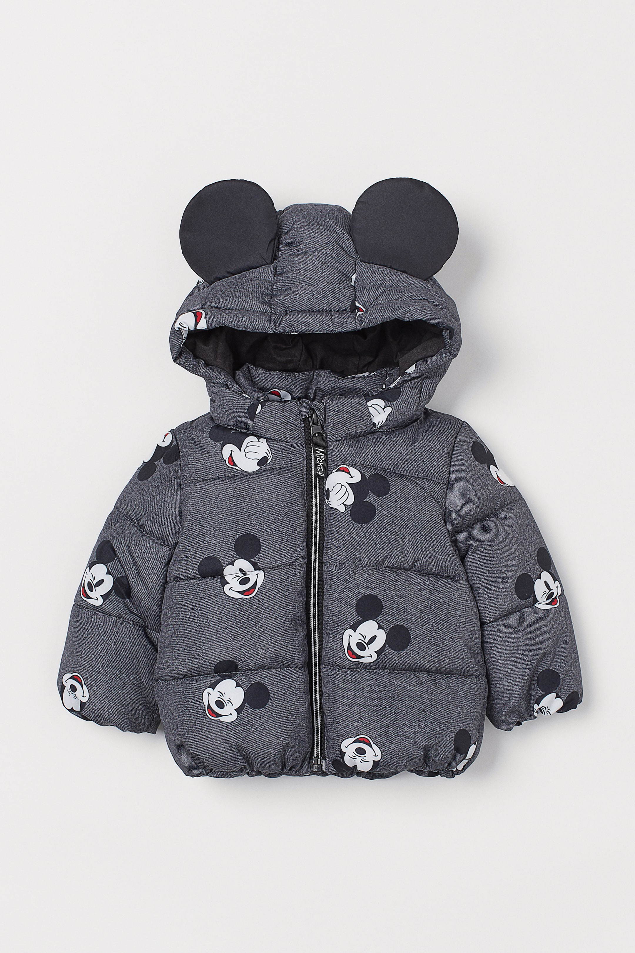View larger image: Hooded puffer jacket - Dark grey/Mickey Mouse - Kids | H&M HK 1