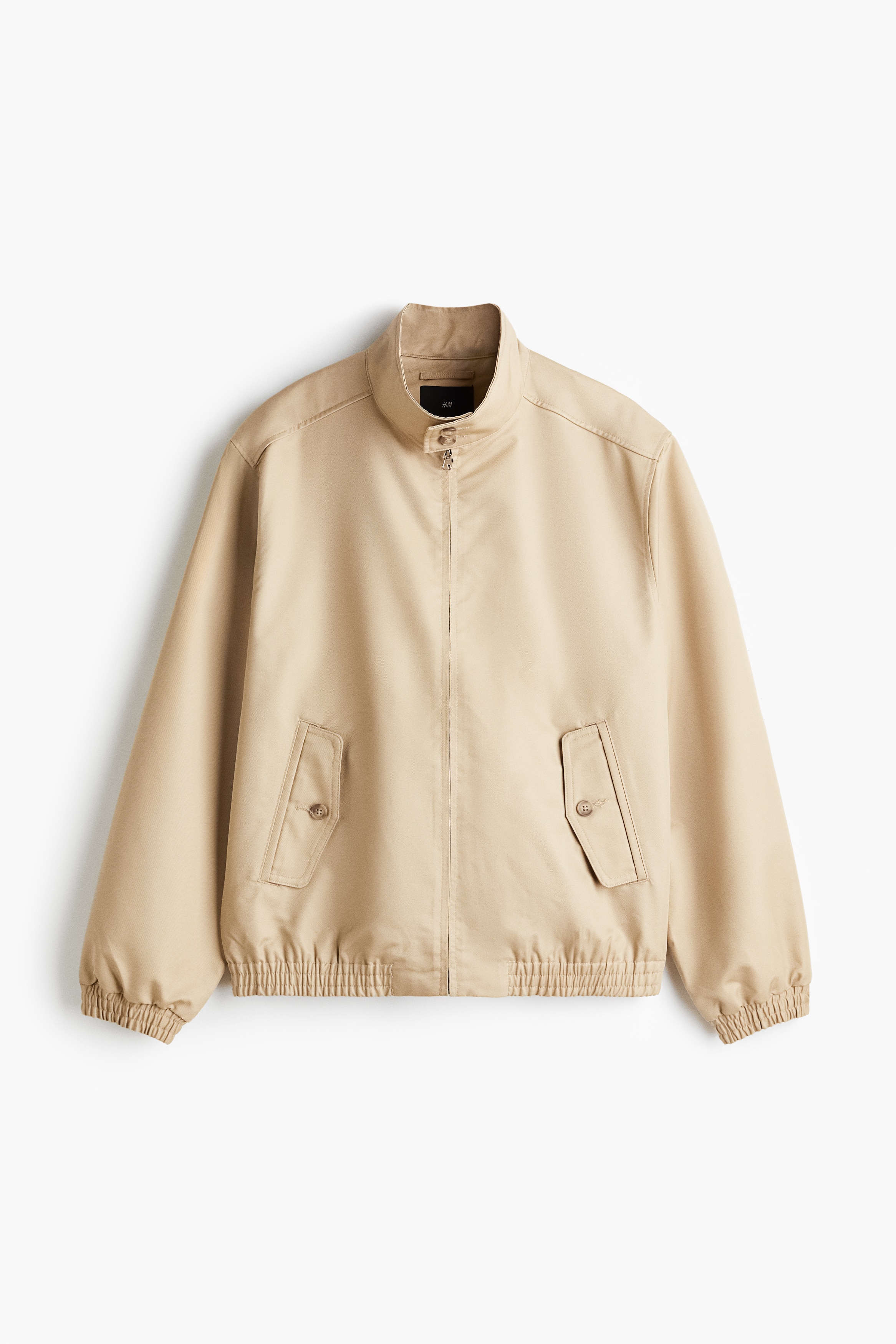 Loose Fit Funnel Neck Jacket - Beige/Navy blue