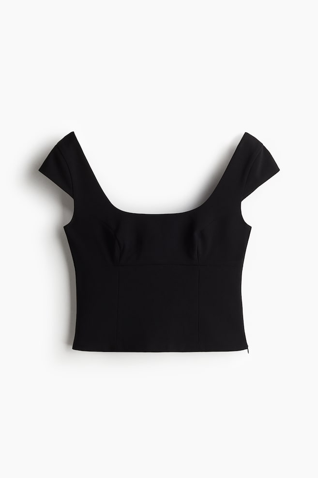 Cap-sleeved top - Black/Dark grey/Pinstriped/Dark brown - 1