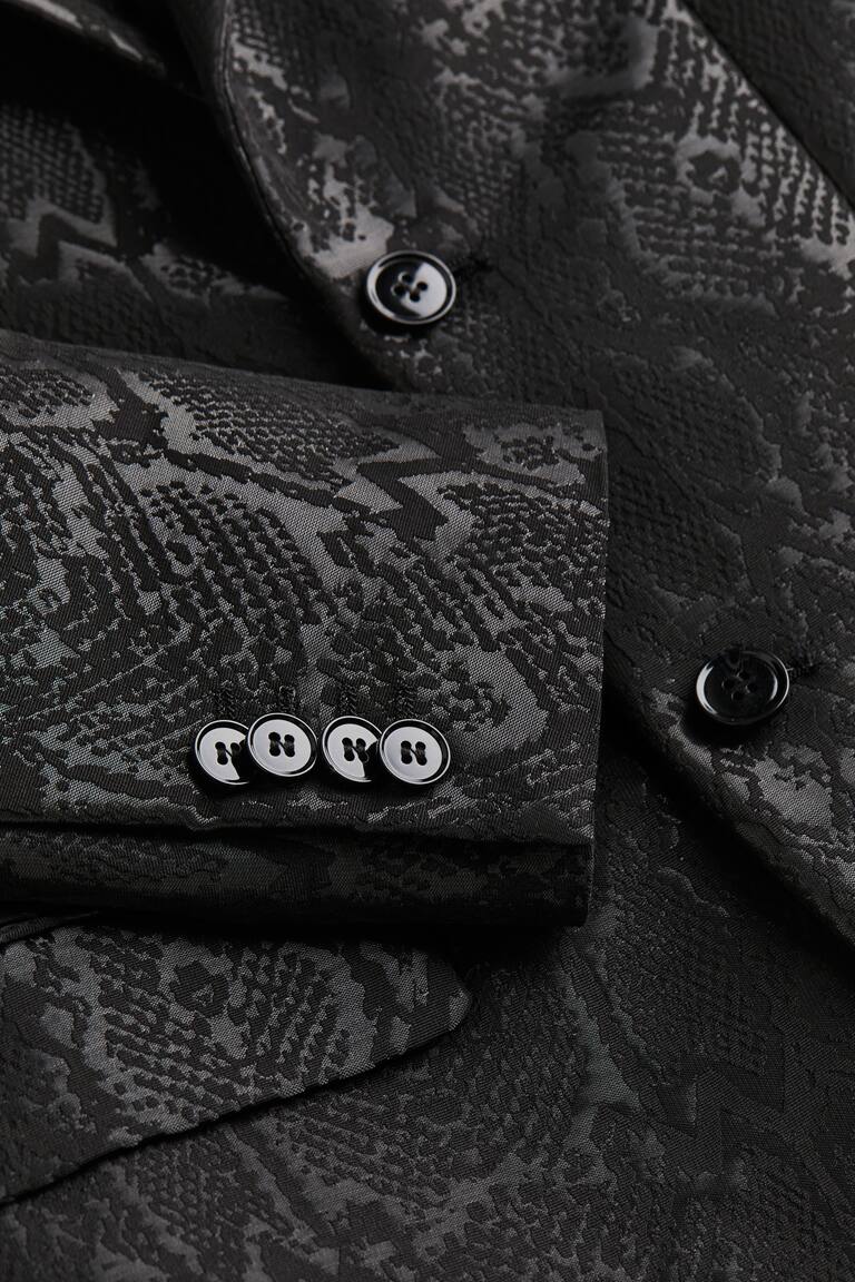 Regular Fit Jacquard-weave jacket - Black/Snakeskin-patterned 