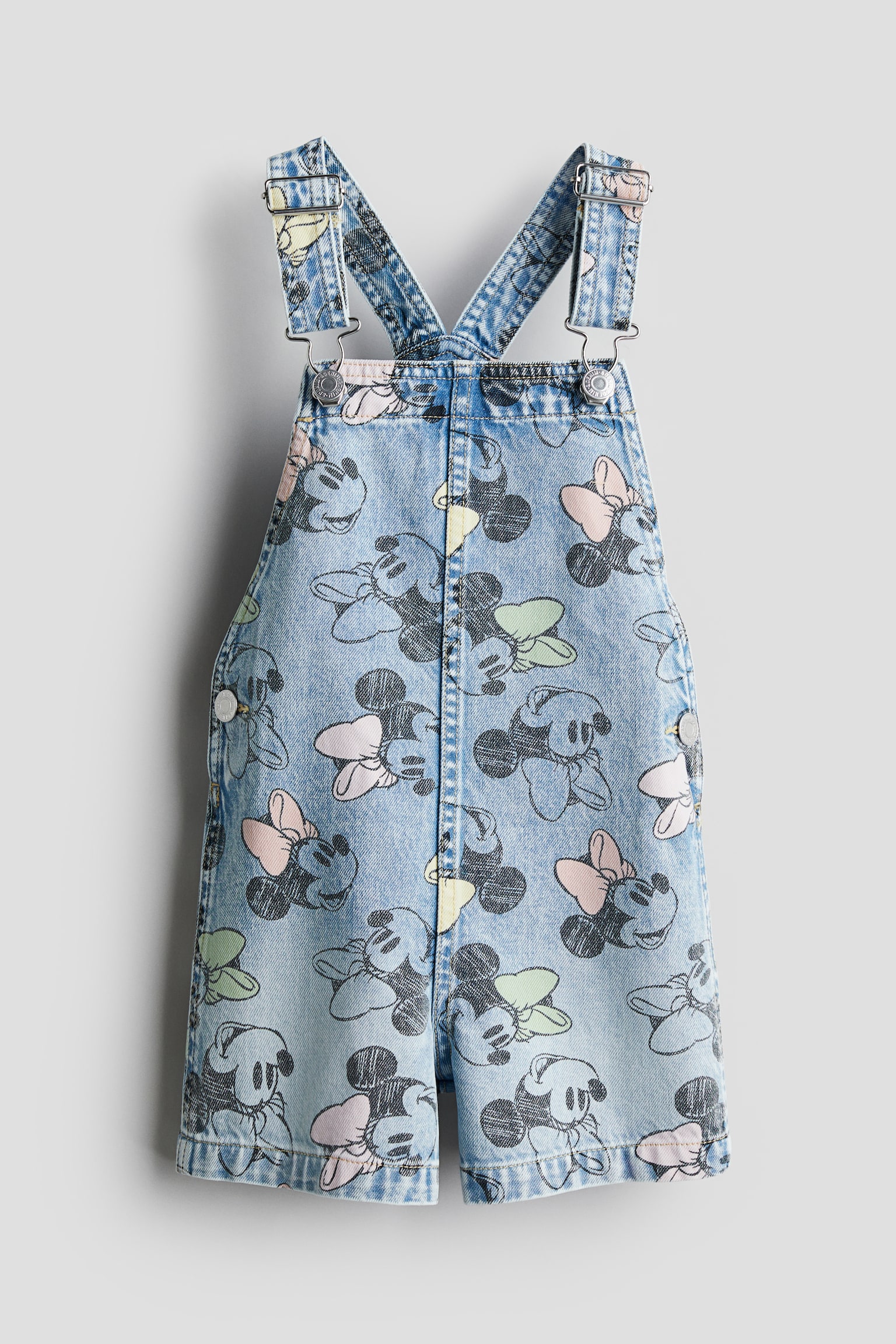 Print Denim Dungaree Shorts - Light denim blue/Minnie Mouse - 1