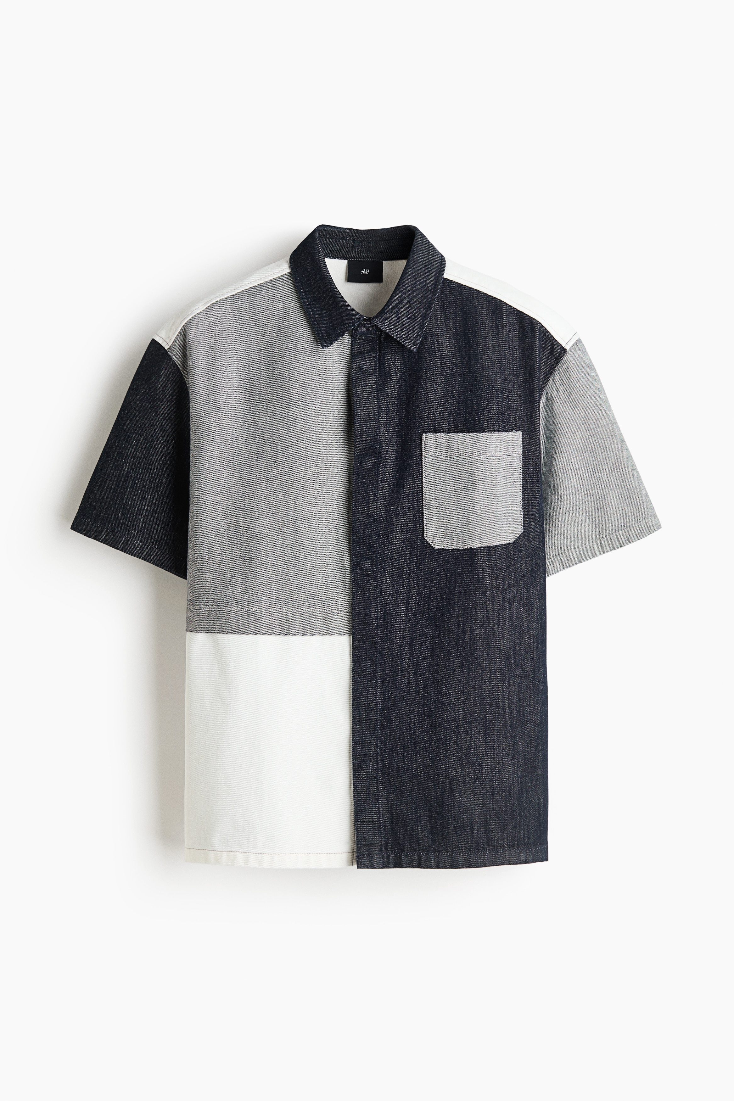 Loose Fit Short-sleeved denim shirt - Dark grey/Colour block/Navy blue/Rerun/Light blue/Rerun