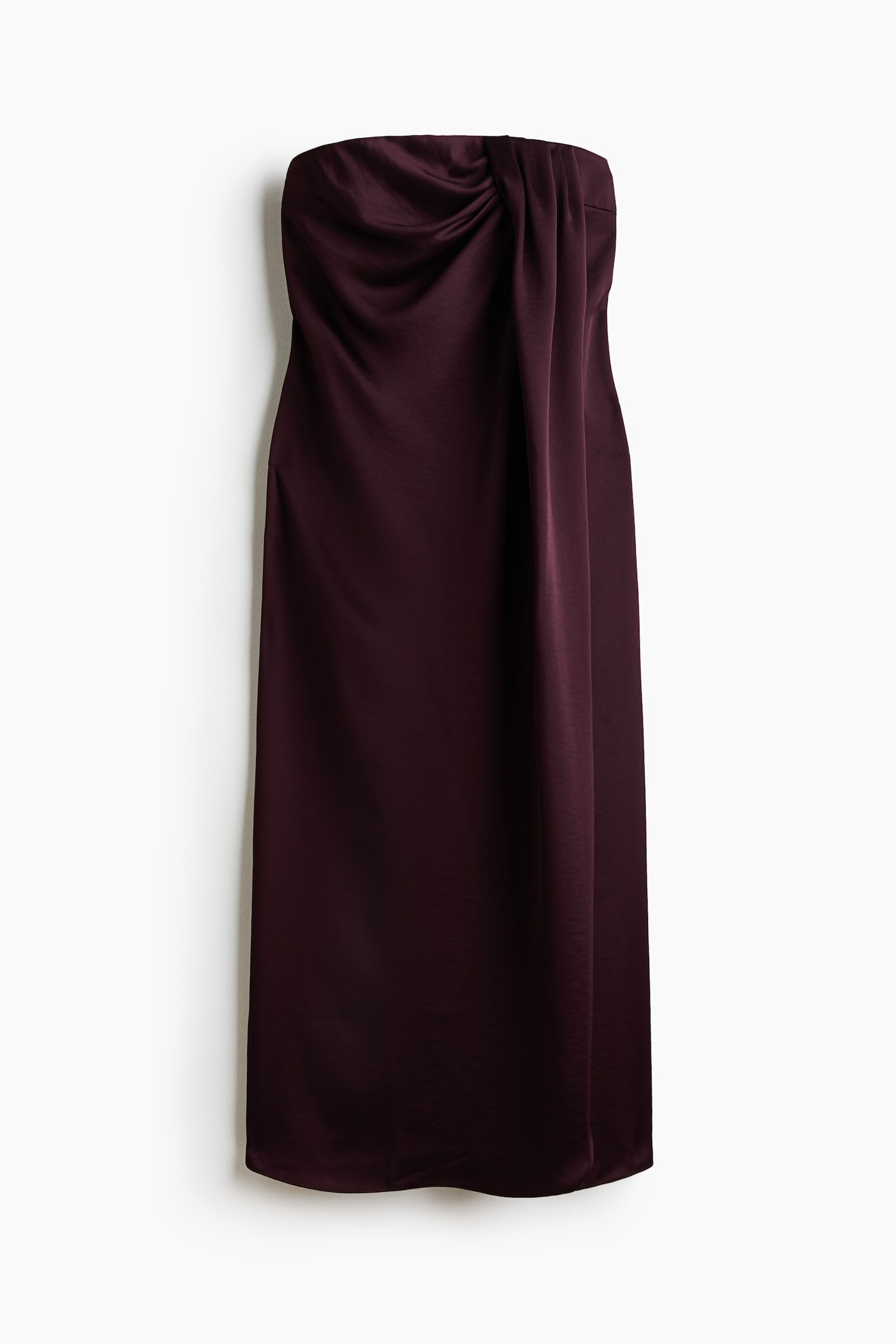 Satin bandeau dress - Burgundy/Olive green - 1