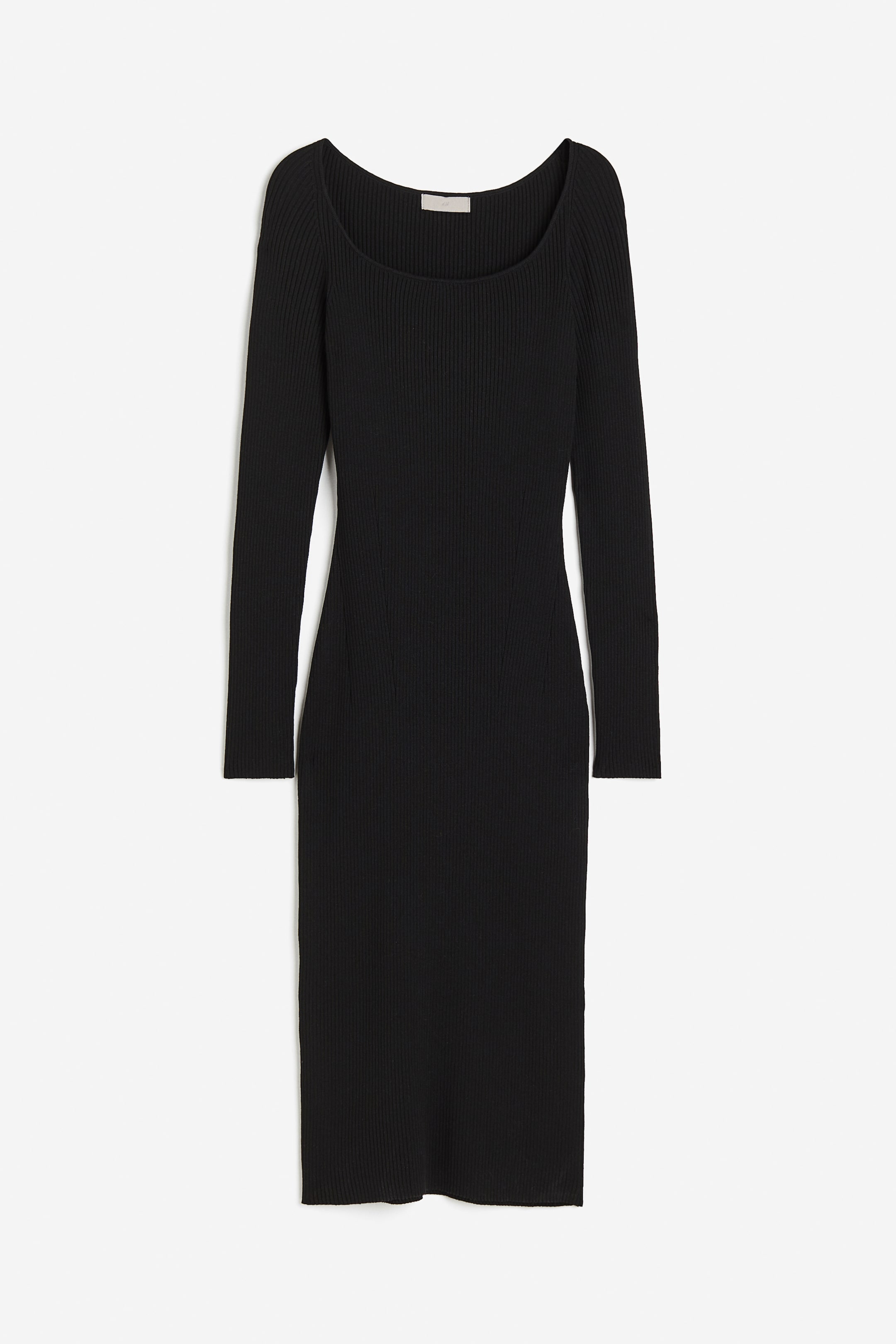 Rib-knit Bodycon Dress - Round Neck - Long sleeve - Black - Ladies | H&M US