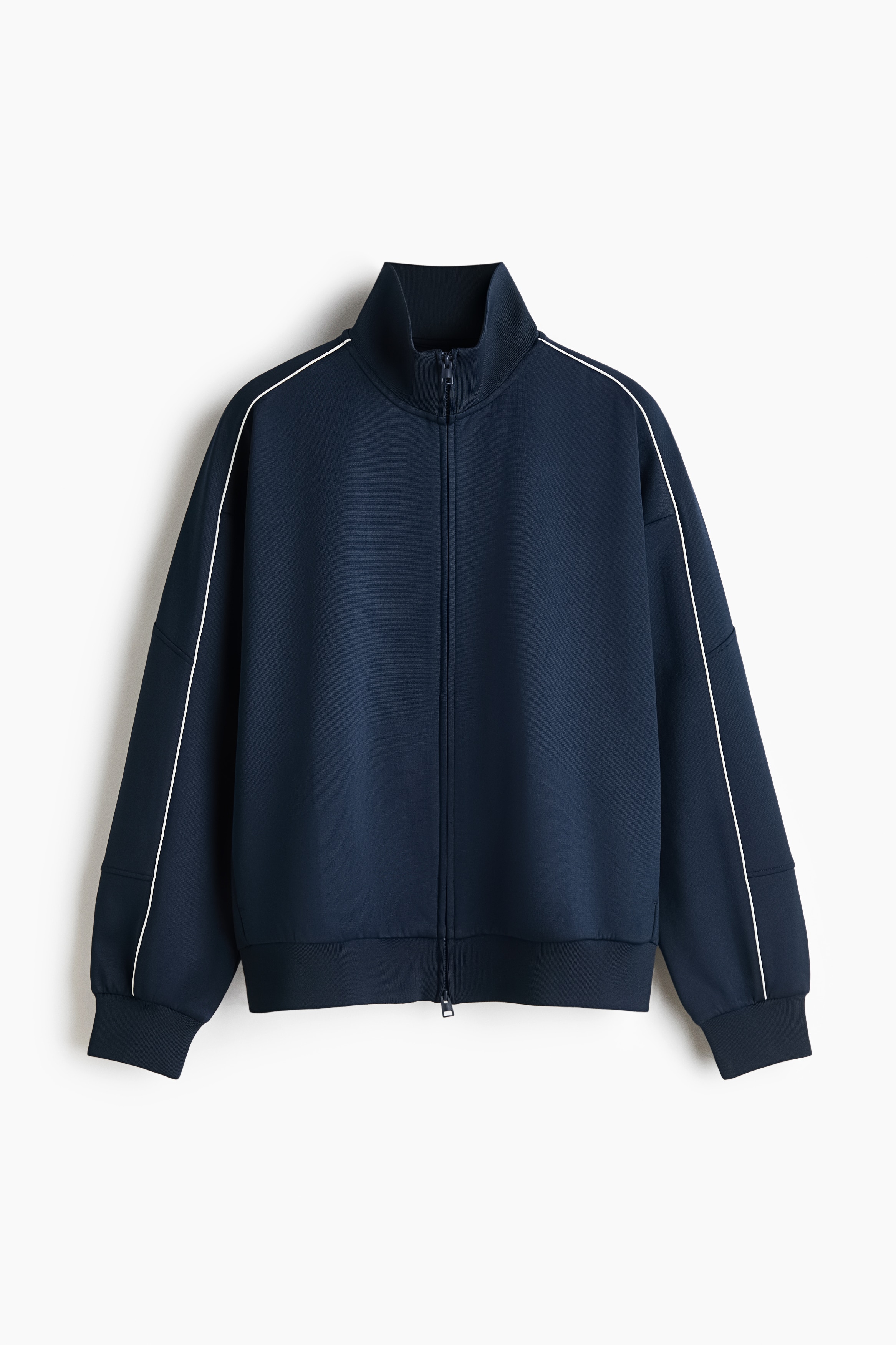 Αθλητική ζακέτα Oversized Fit από ύφασμα scuba - Ναυτικό μπλε/Σκούρο μπεζ