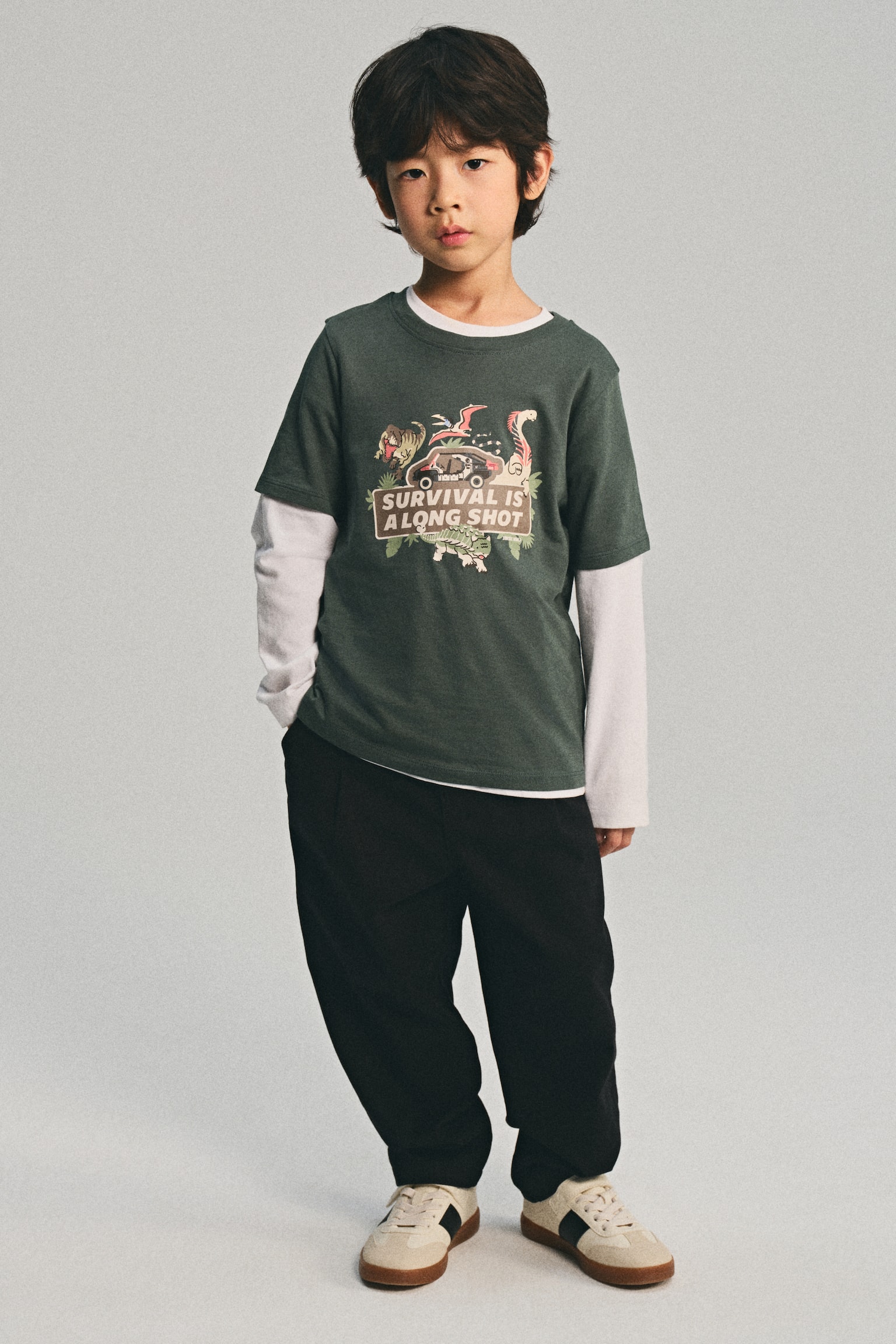 Cotton twill joggers - Black/Beige/Dark grey - 6