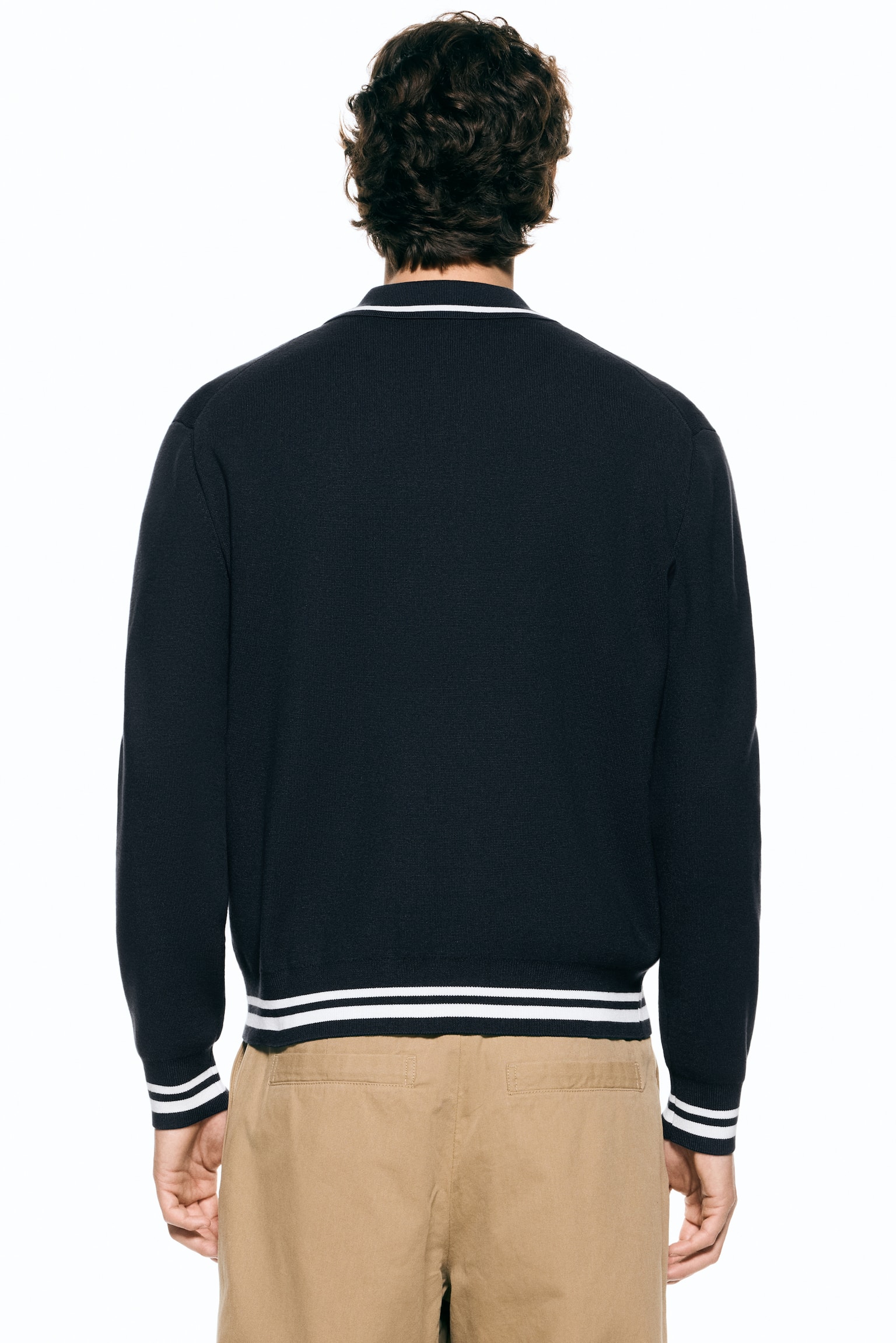 Polo Relaxed Fit à manches longues - Bleu foncé/rayures/Gris foncé/rayures - 6