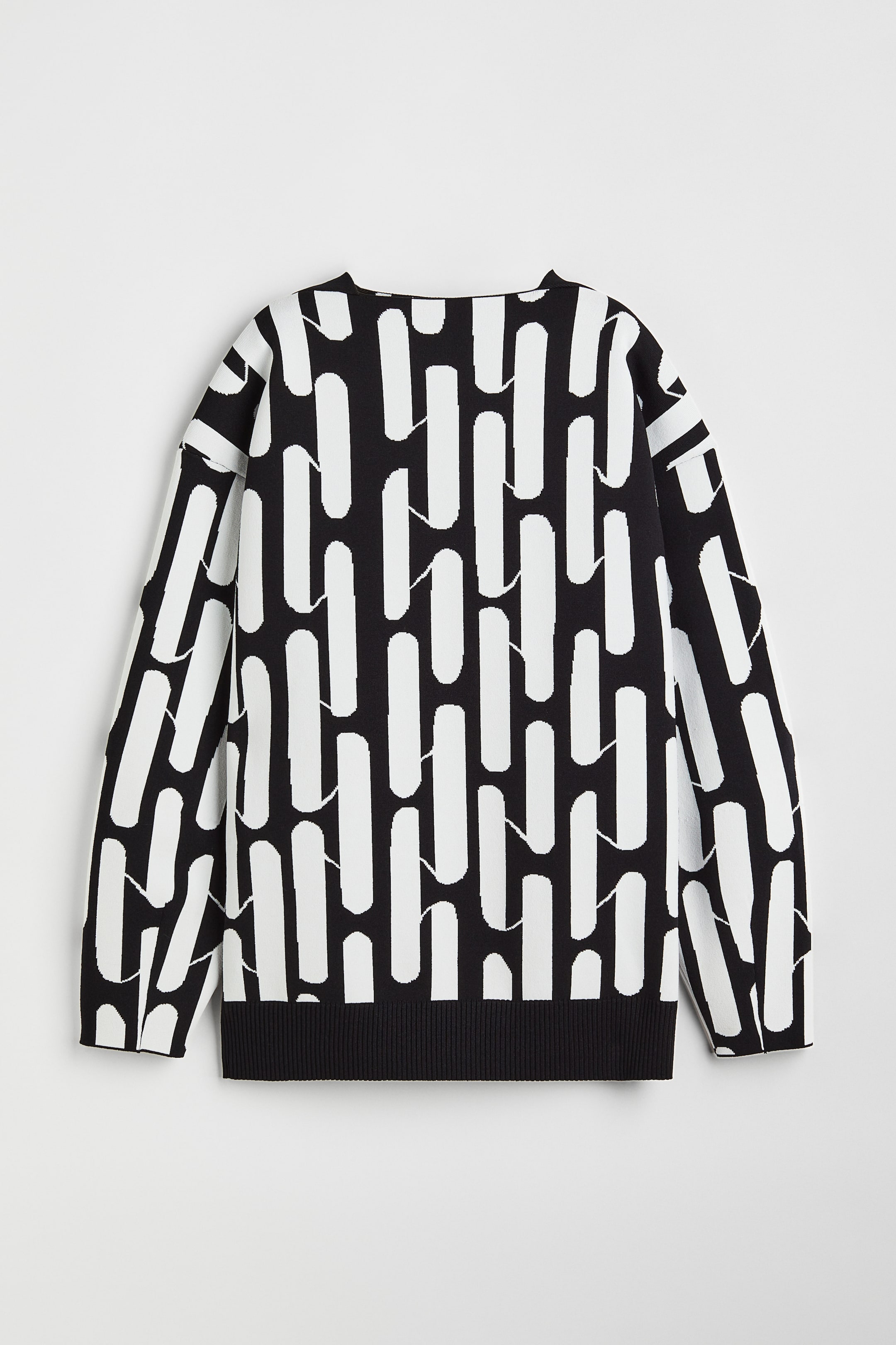 이미지 확대 보기: 오버사이즈 자카드 니트 스웨터 - 블랙/패턴 - 여성 | H&M KR 1