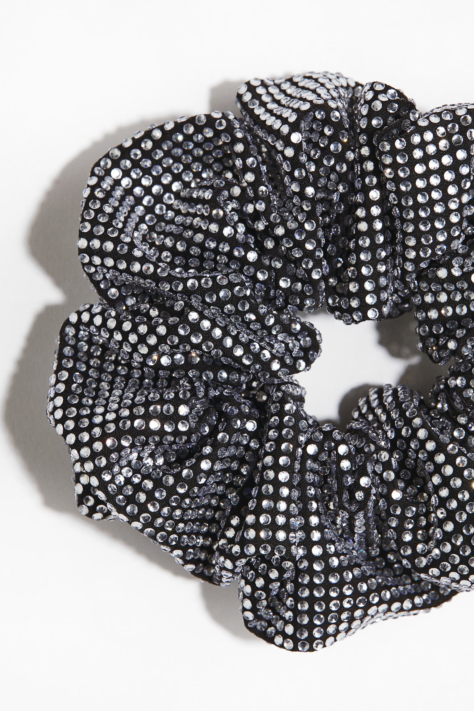 Rhinestone-embellished scrunchie - Black/Taupe - 2