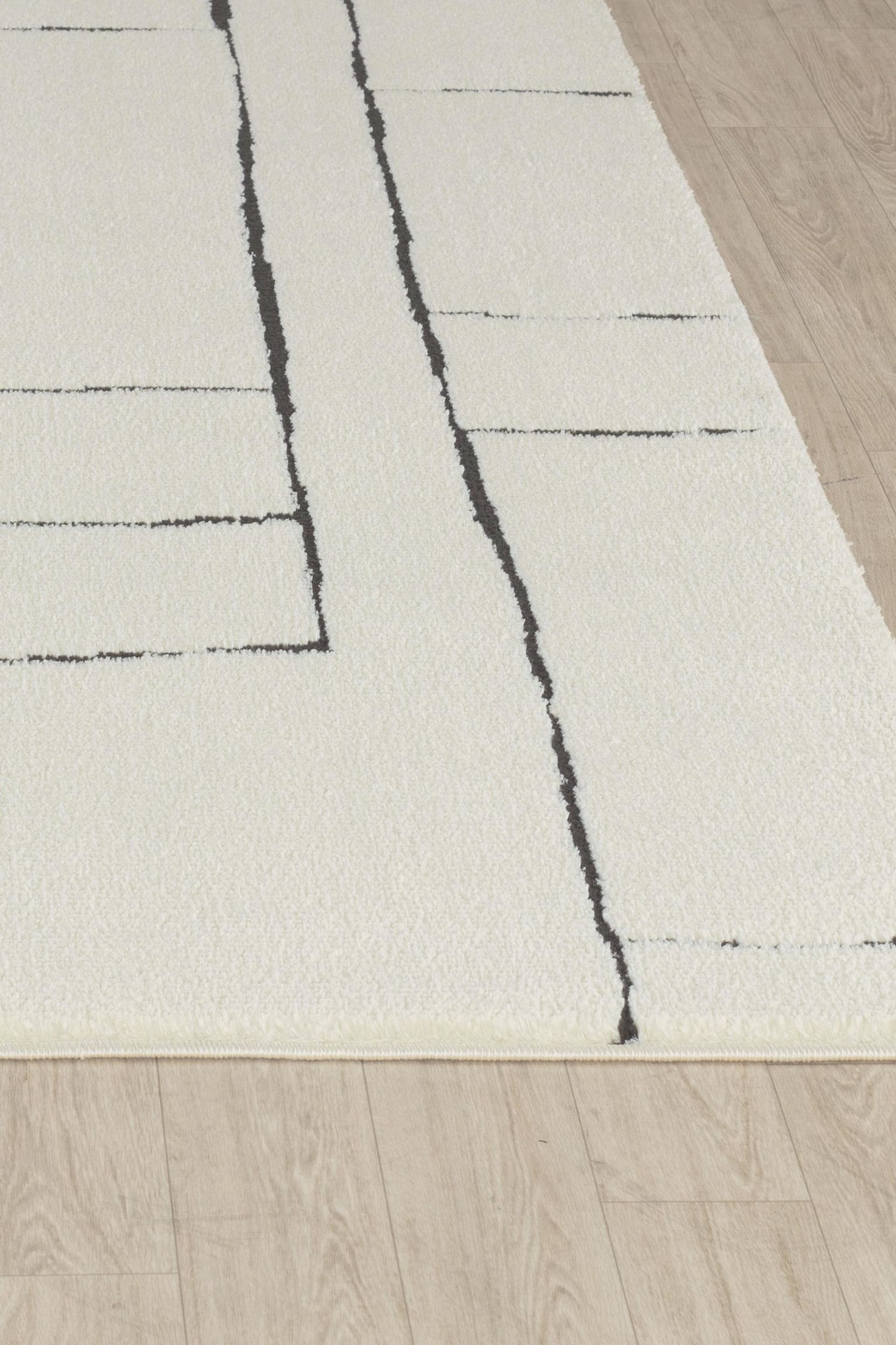 Scandi Modern High Pile Area Rug - Ivory/White - 4