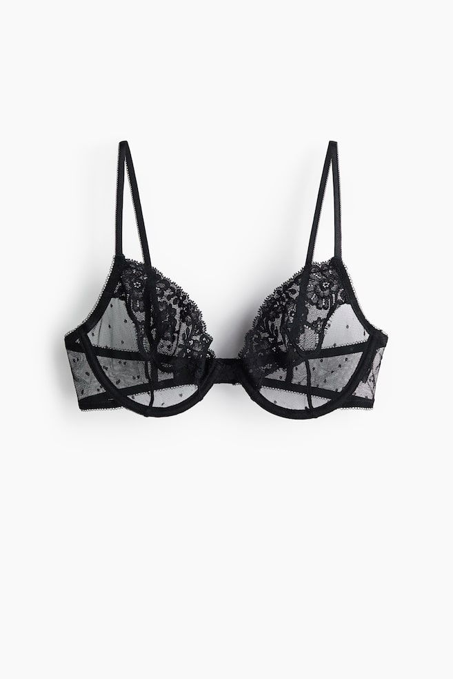 Underwired lace bra - Black - 1